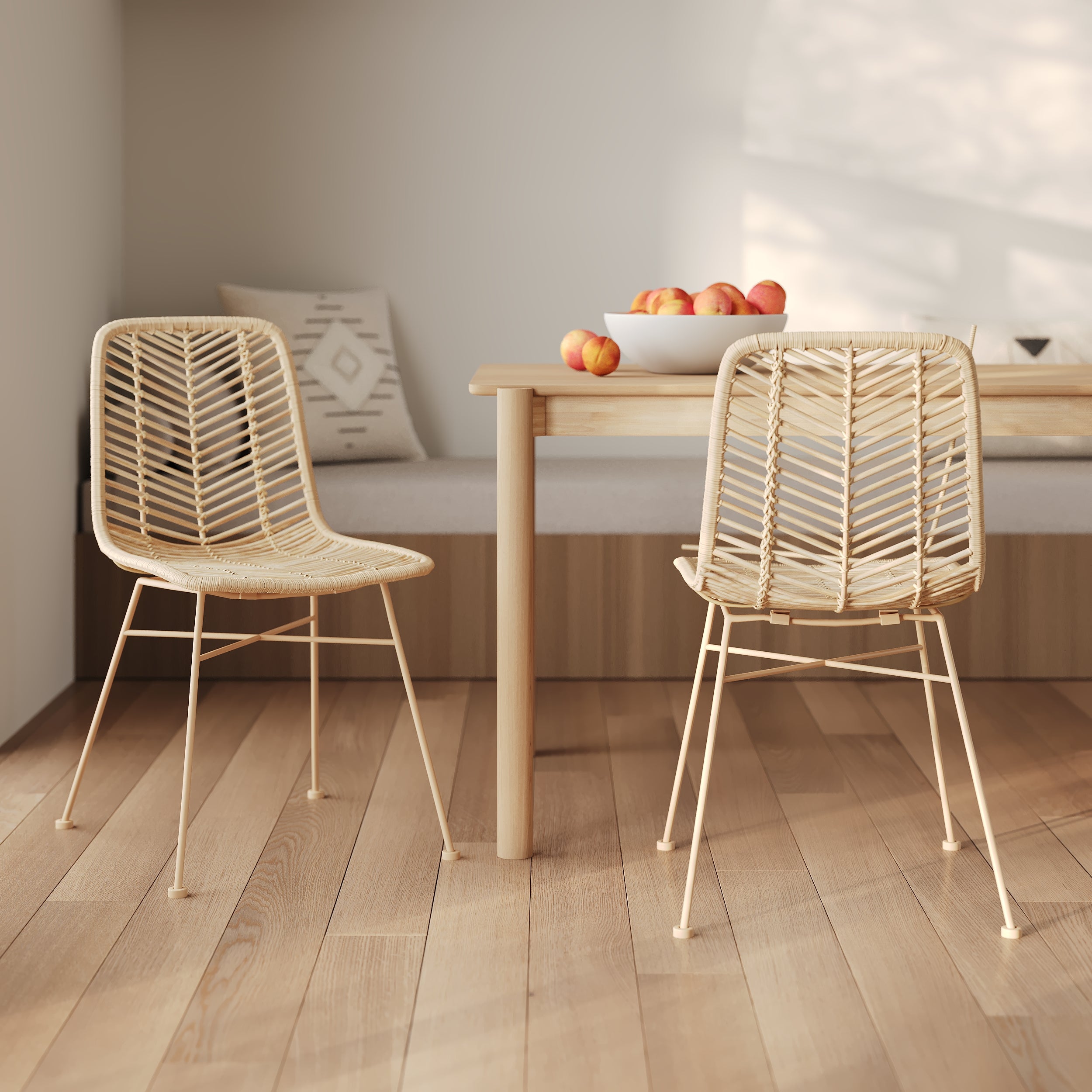tamara chaise lot de 2 chaises en rotin beige