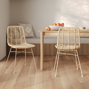 tamara chaise lot de 2 chaises en rotin beige