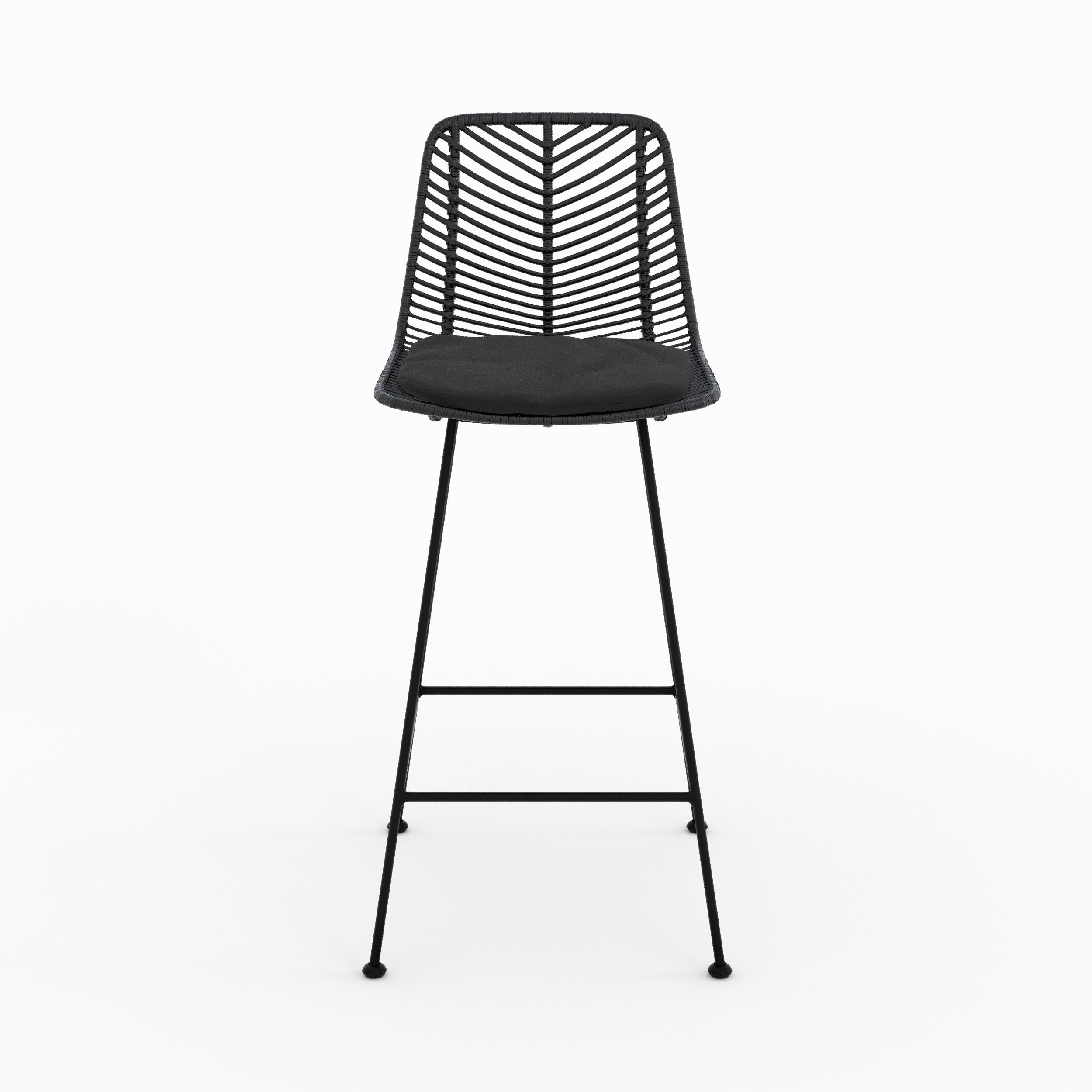 Lot de 2 chaises pour îlot central 66 cm Tamara en rotin noir