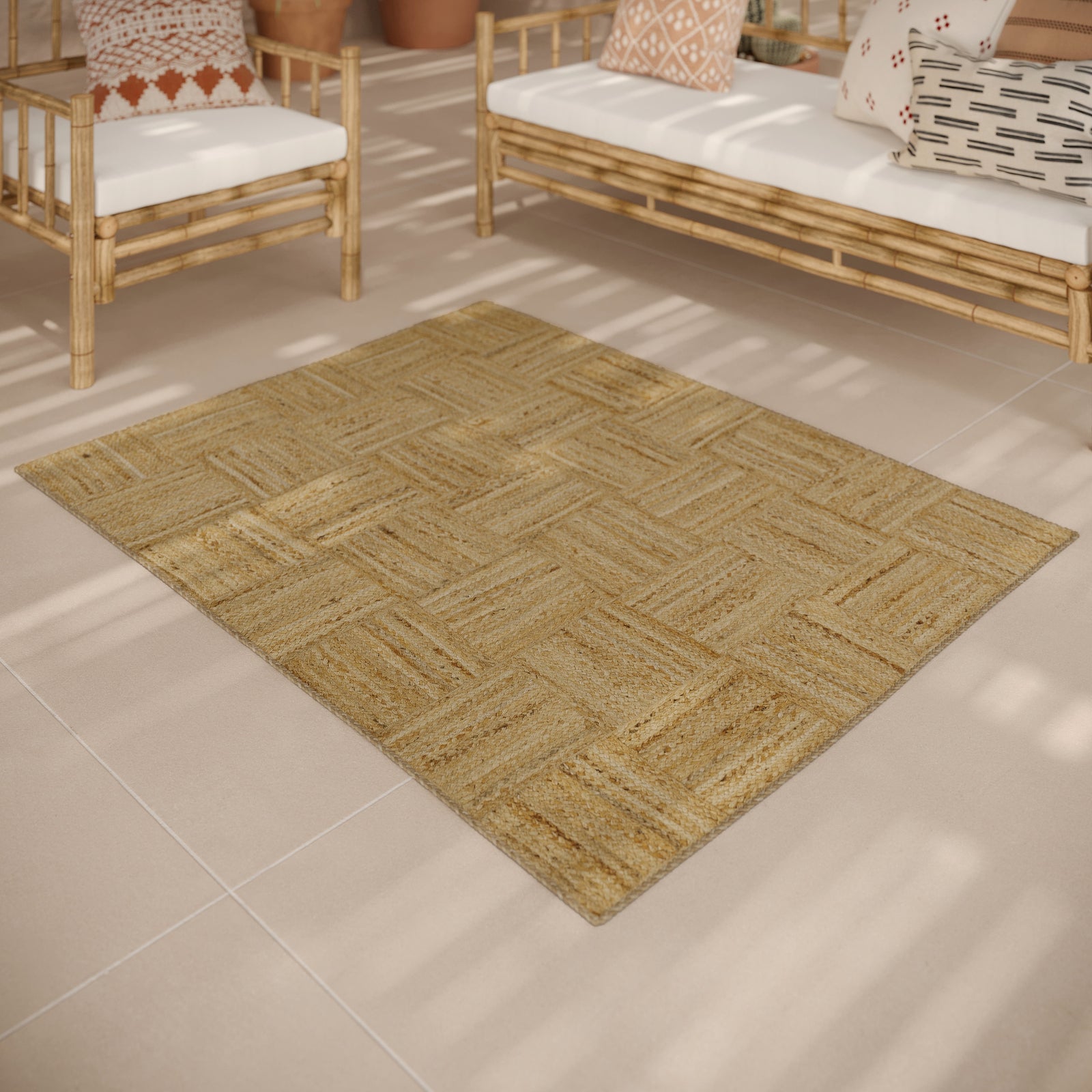 tapis en jute matiere naturelle kara 120 x 150 cm