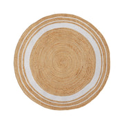 tapis rond anais en jute naturel avec bordure blanche d 150 cm