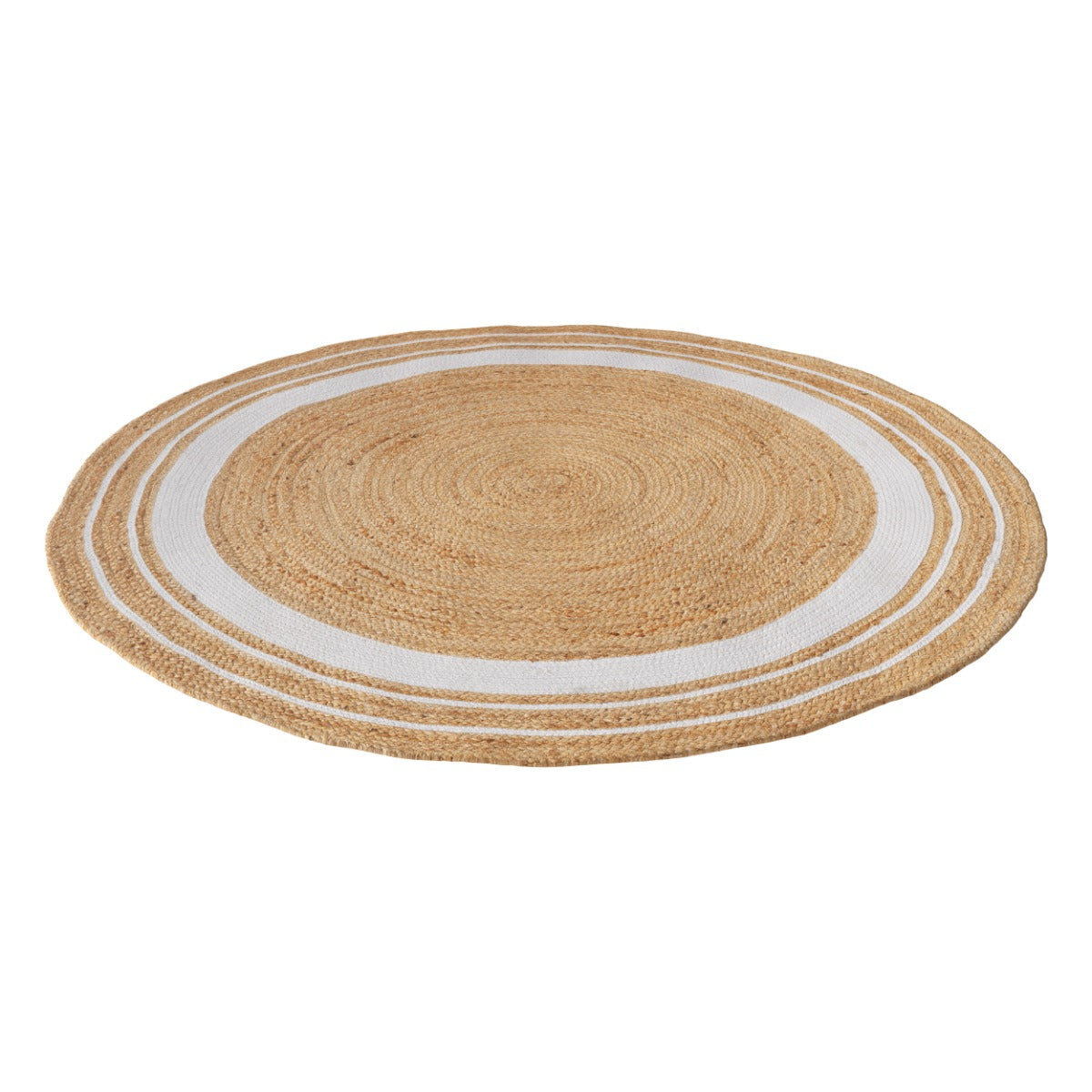 tapis rond en jute naturel et bordure blanche d 150 cm anais