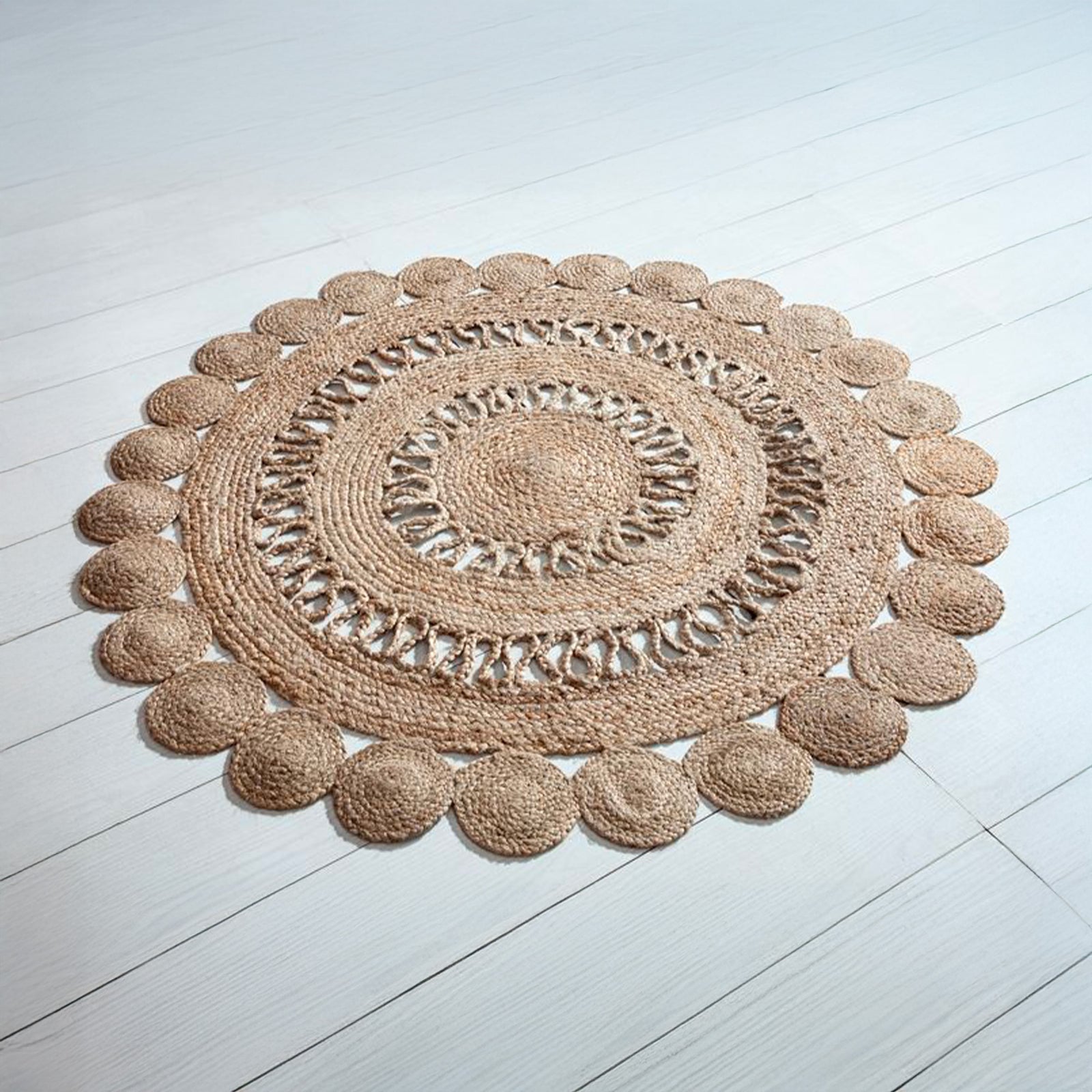 tapis rond margie fleur jute