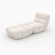Ensemble fauteuil et pouf Teddy en tissu bouclé blanc
