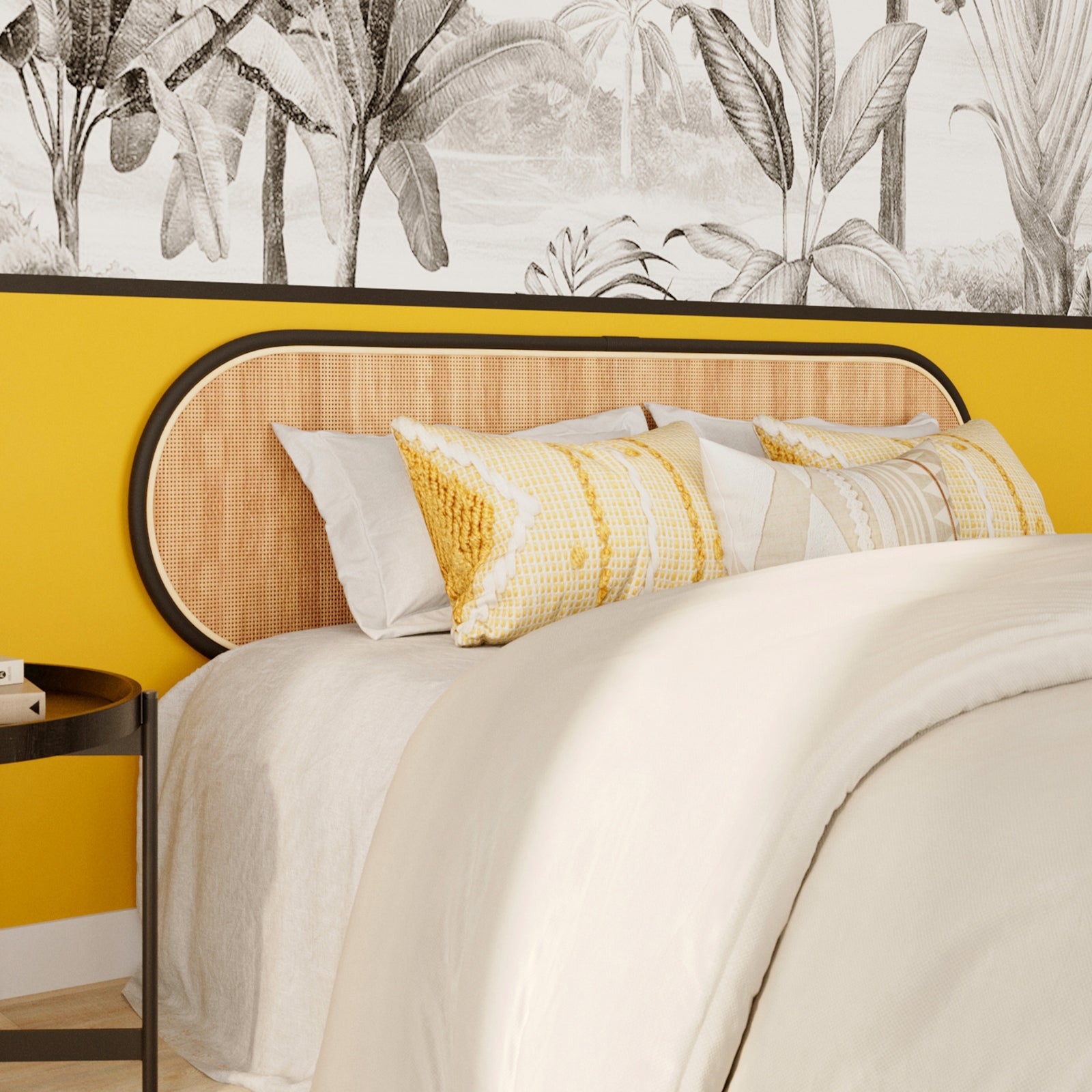 tete de li navahino 160 cm bois noir cannage focus