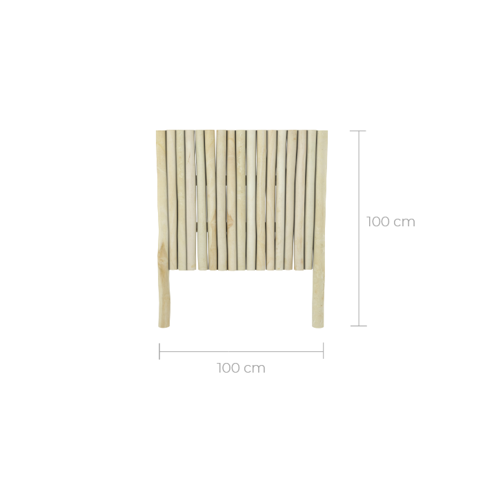 tete de lit 1 place imani branche de teck en rondins