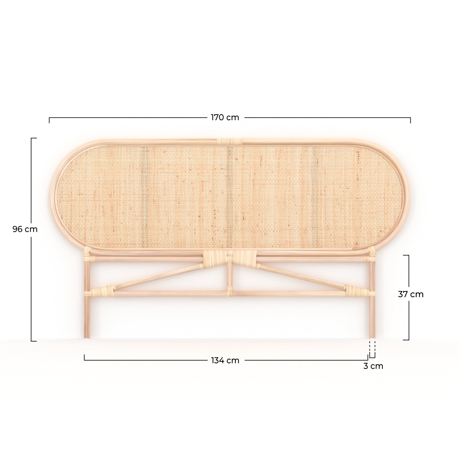 tete de lit 140cm navahino rotin naturel