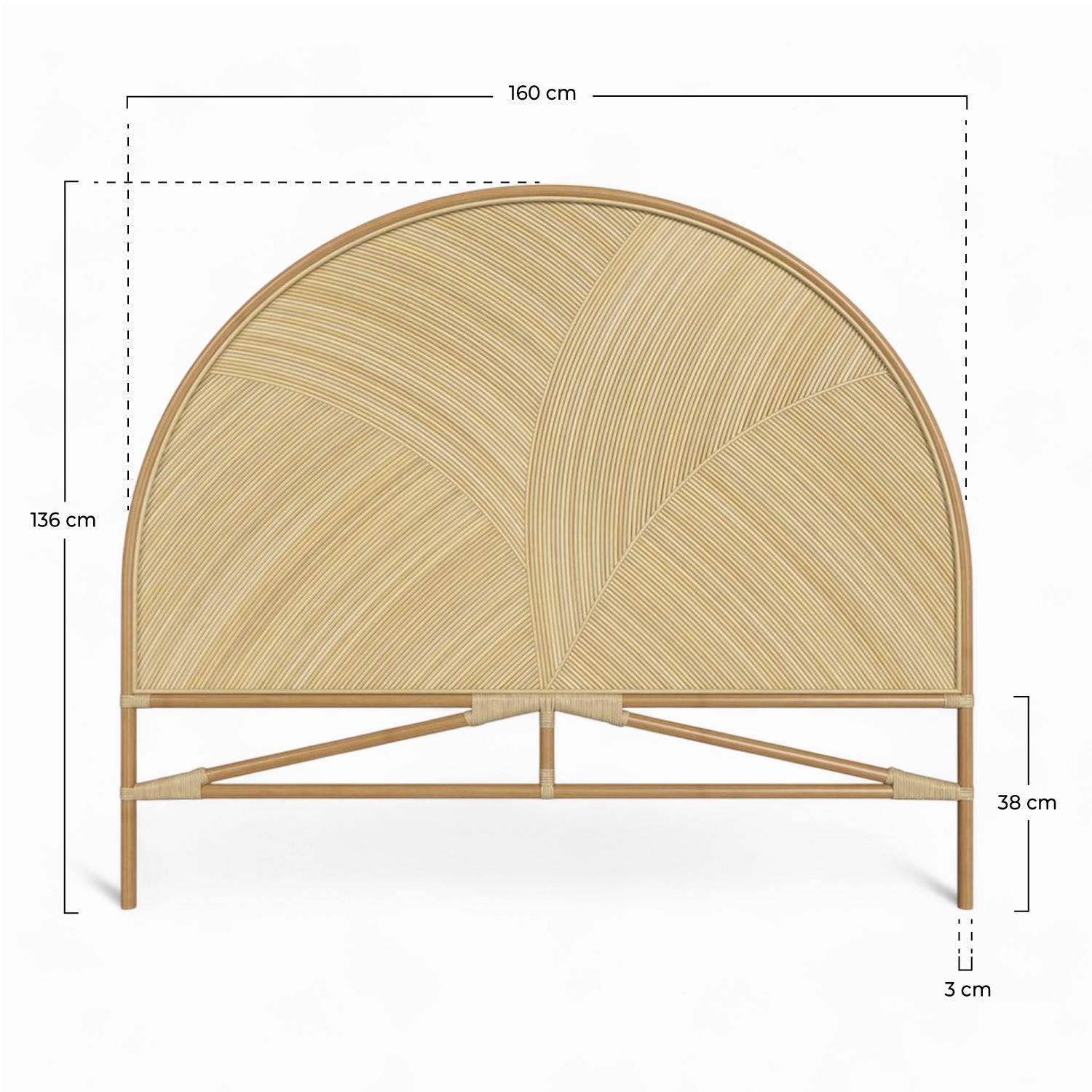 tete de lit beigia en rotin 160 cm