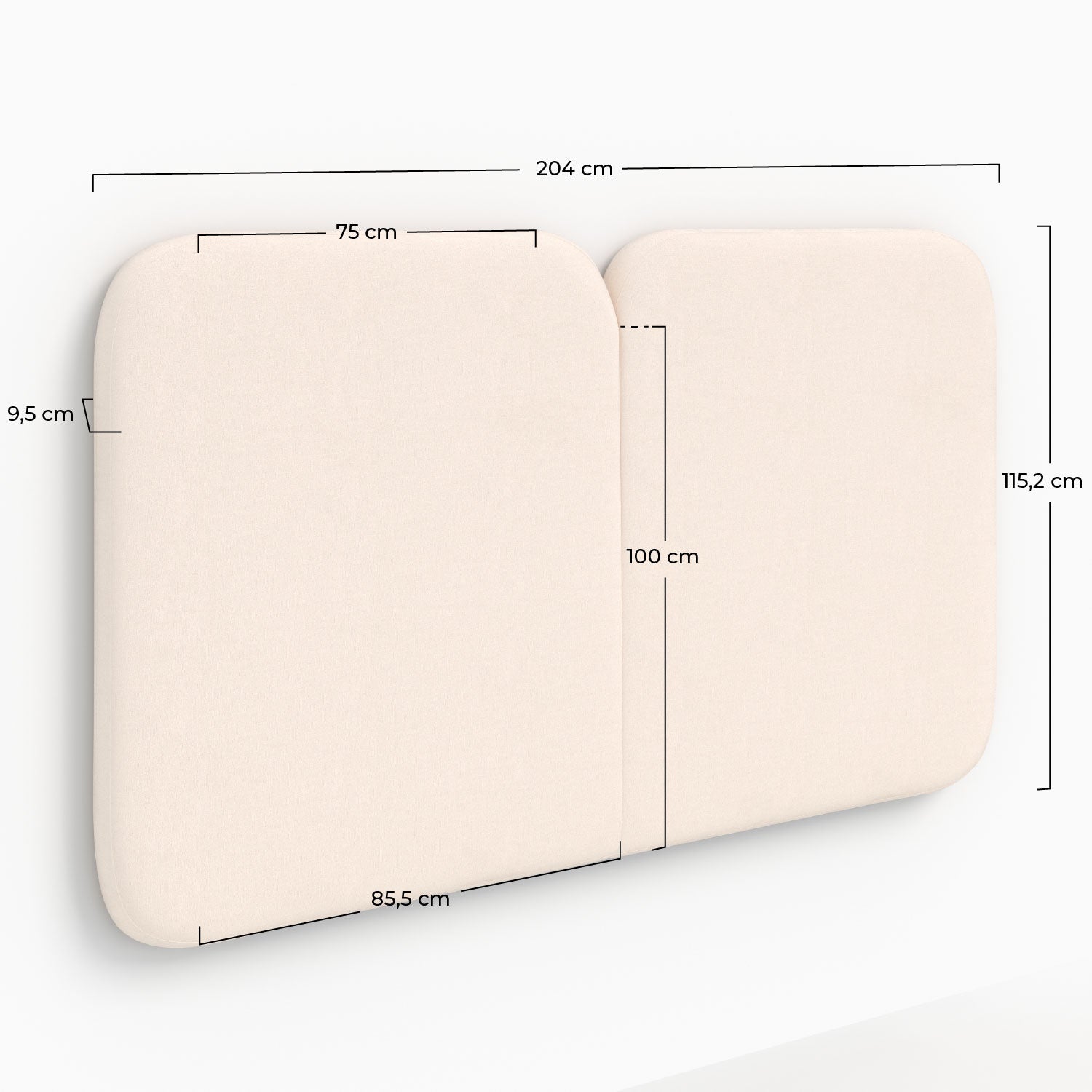Tête de lit Etna en tissu blanc 160 cm