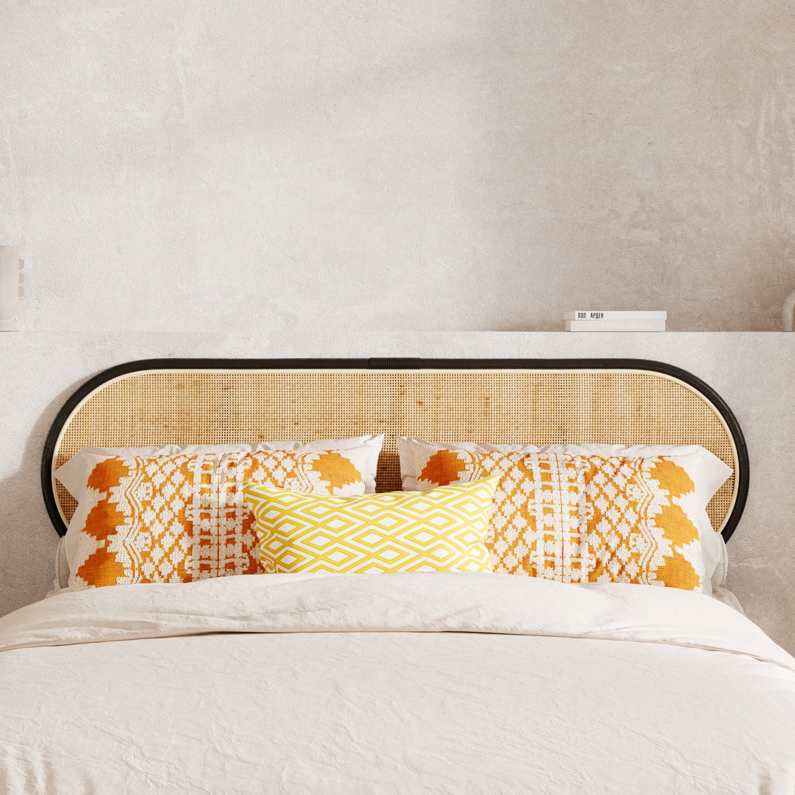 tete de lit en rotin et bois noir 140 cm rdv deco