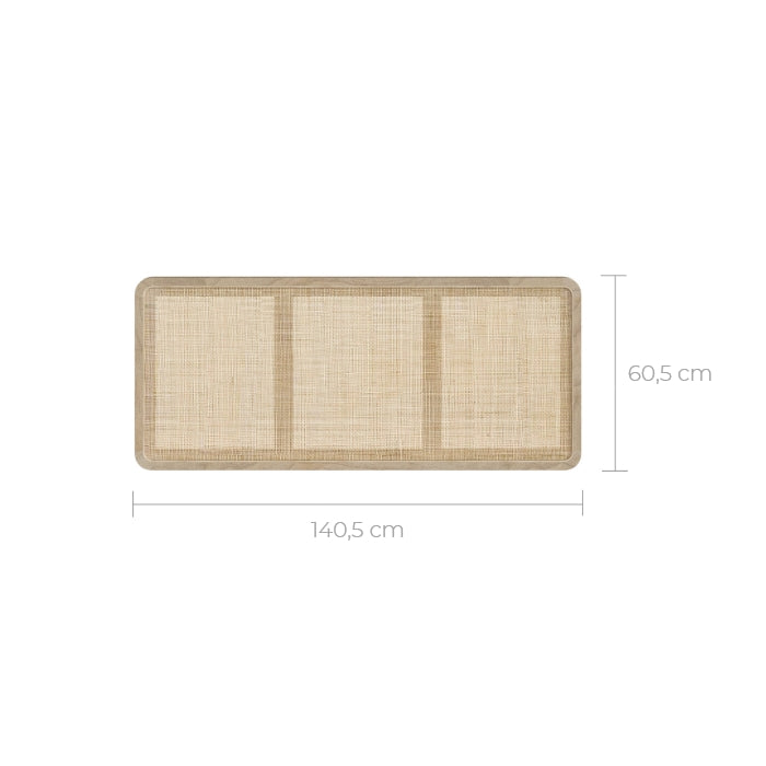 tete de lit khao en bois et cannage