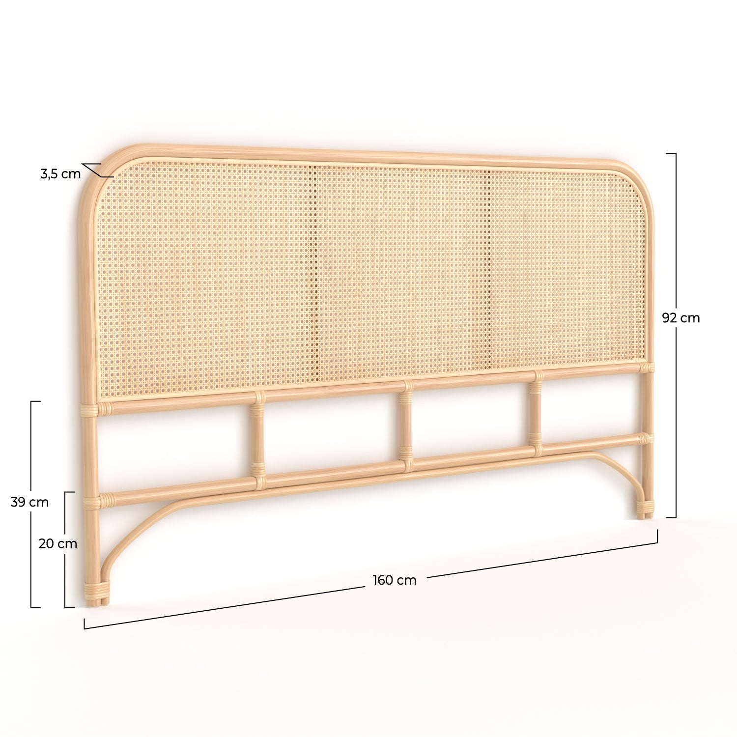 Kopfteil Naïra aus Rattan und Wiener Geflecht 160 cm