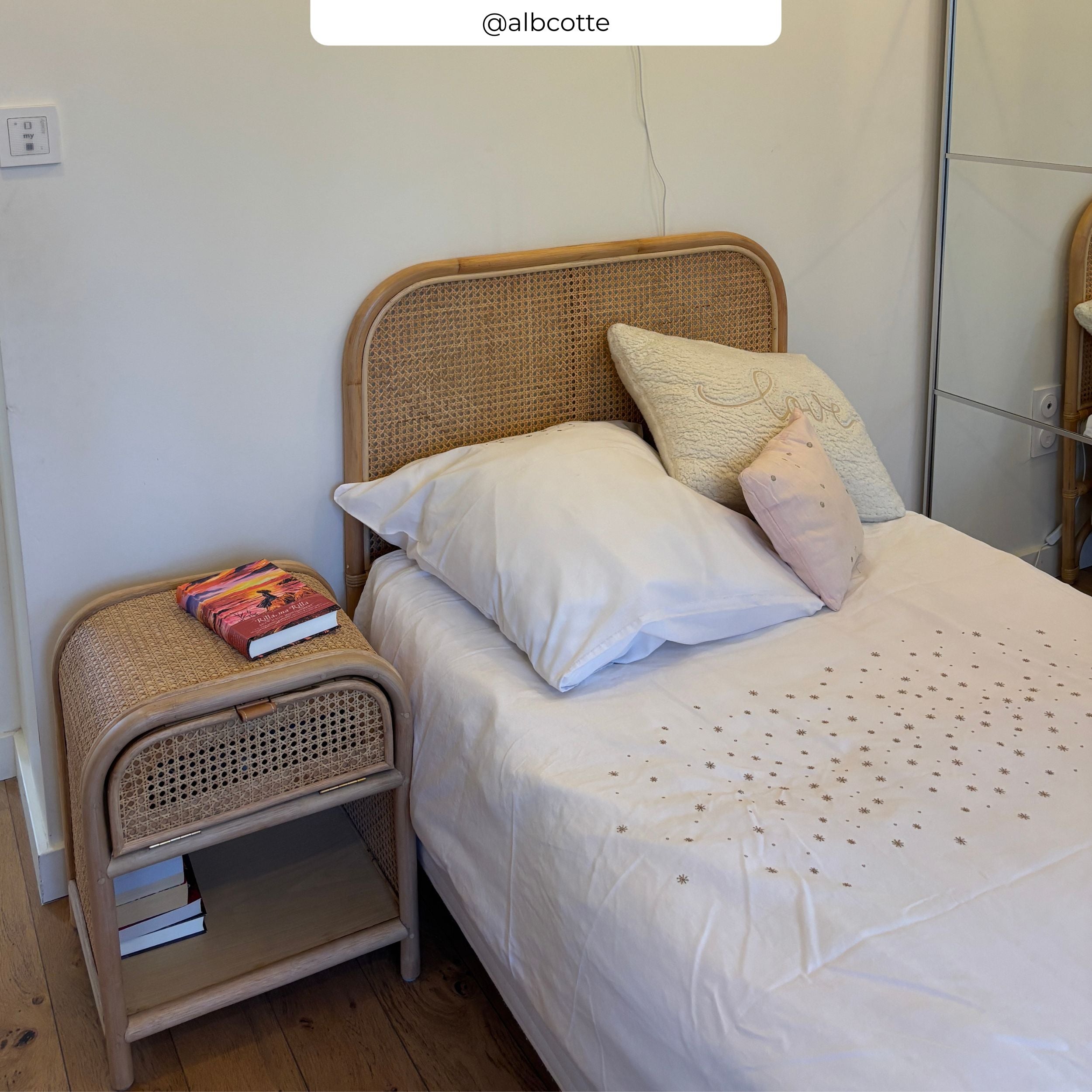 Tête de lit Naïra en rotin et cannage 90 cm