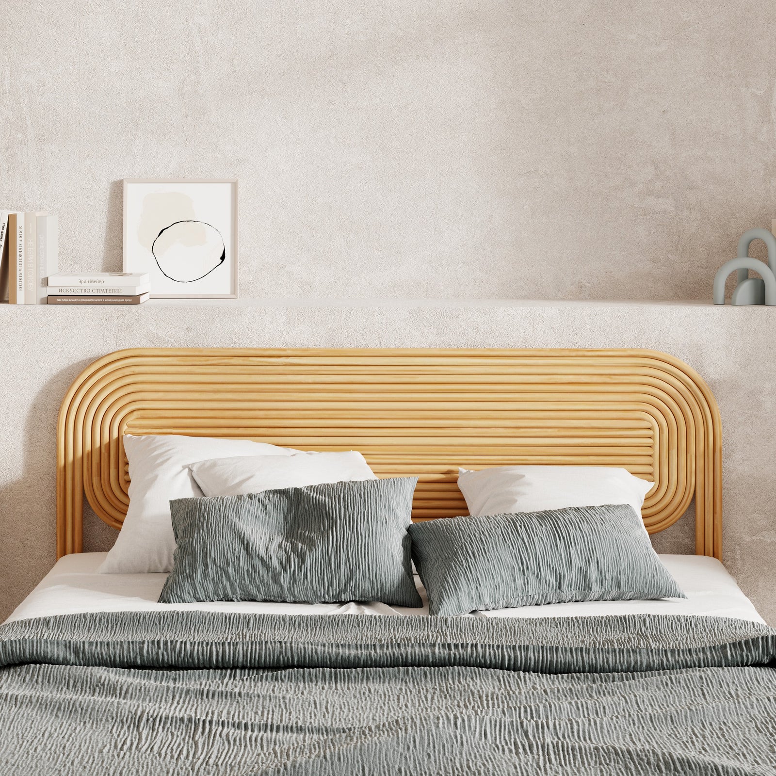 tete de lit paloma arrondie rotin 160 cm