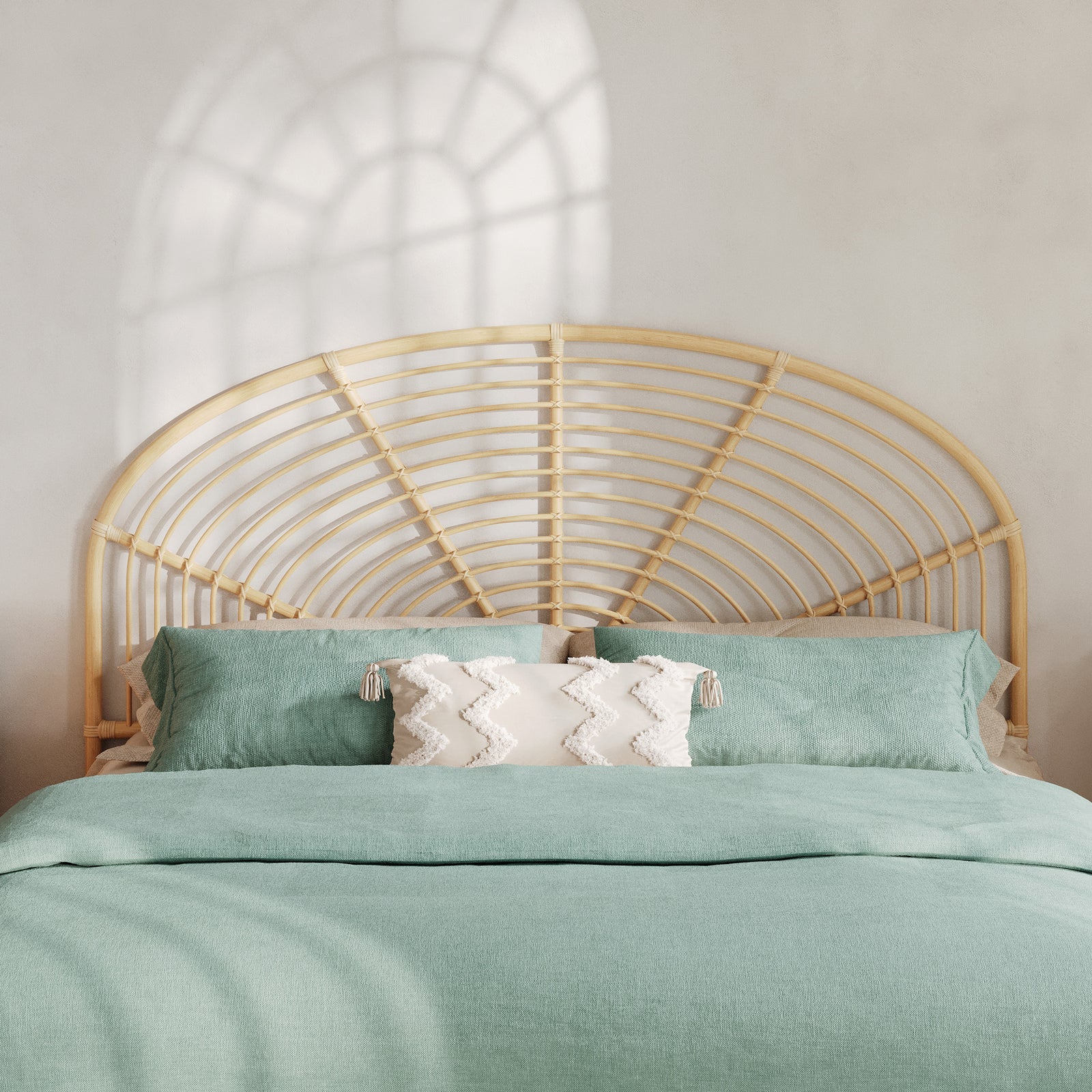 tete de lit selena en rotin 160 cm beige bois