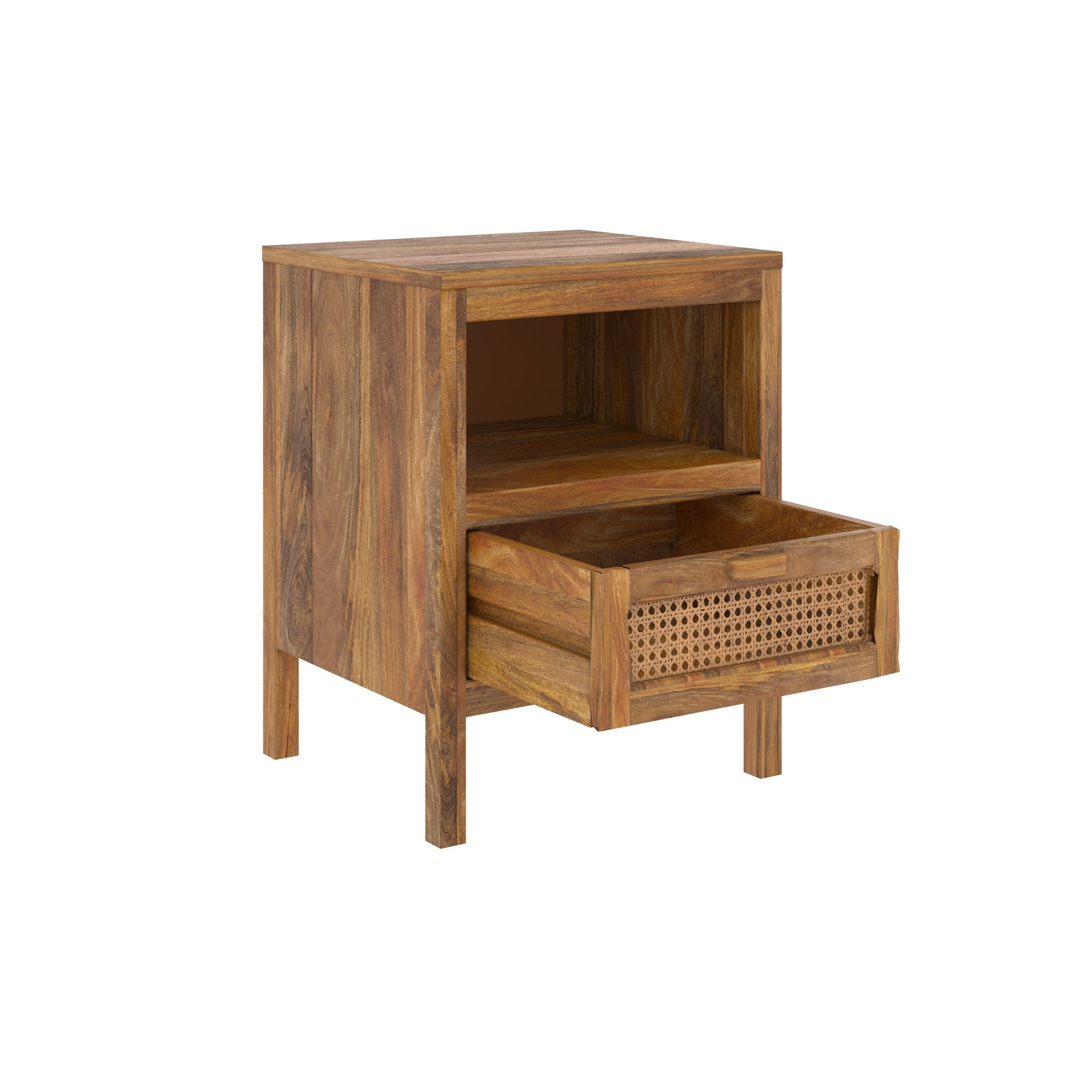 tiki table de chevet niche tiroirs bois cannage bois