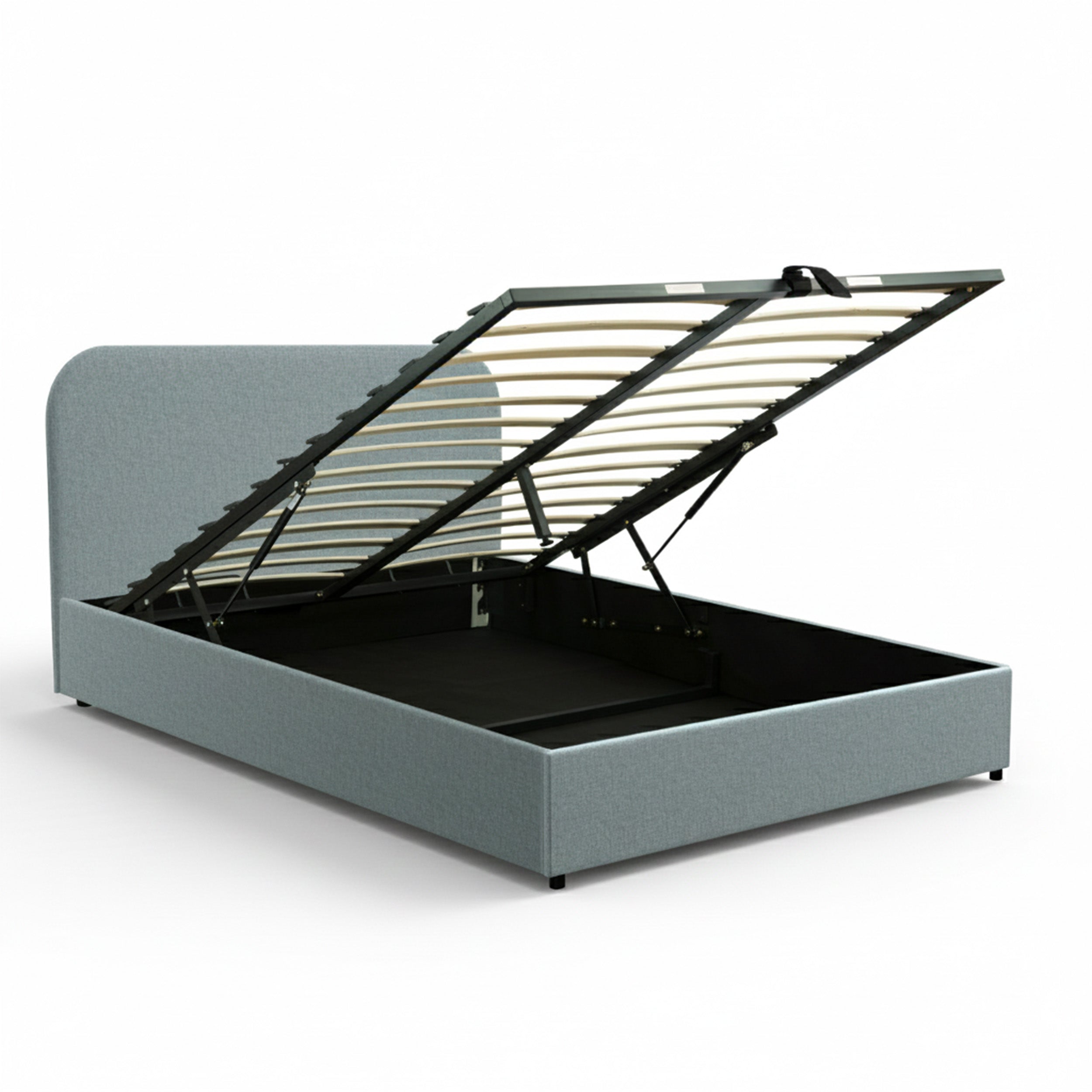 Lit double Tilly avec coffre 160x200 cm en tissu gris