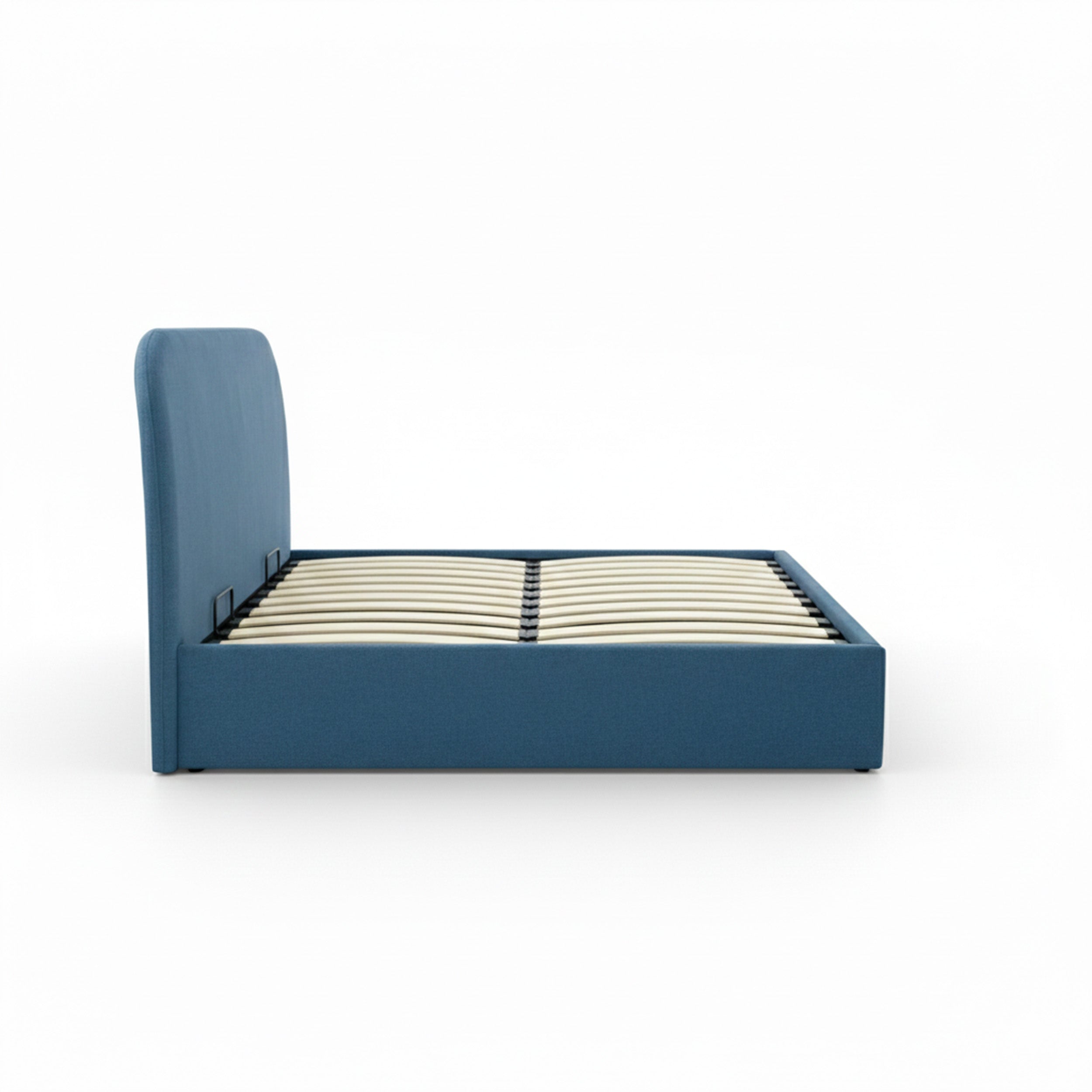 Lit double Tilly avec coffre 160x200 cm en tissu bleu
