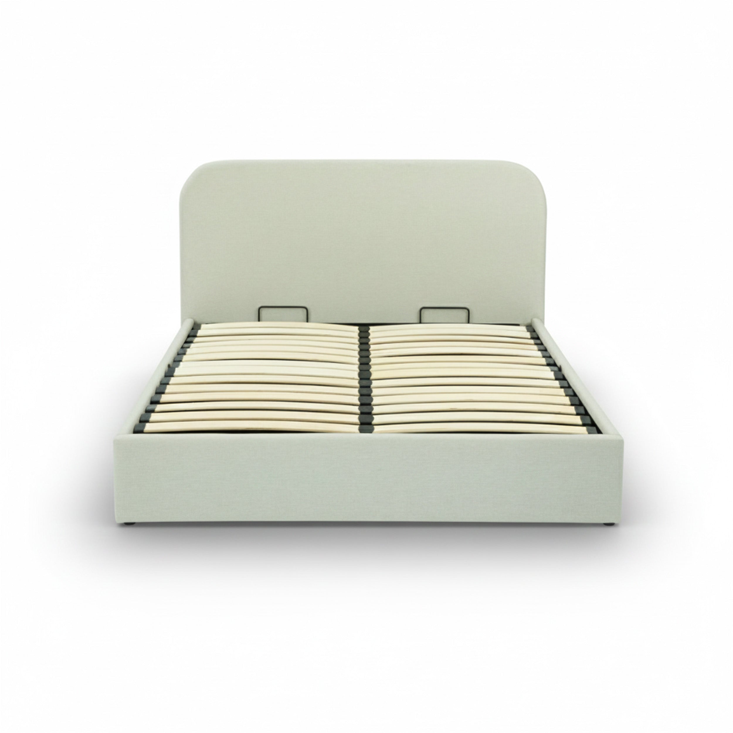 Lit double Tilly avec coffre 160x200 cm en tissu gris/beige