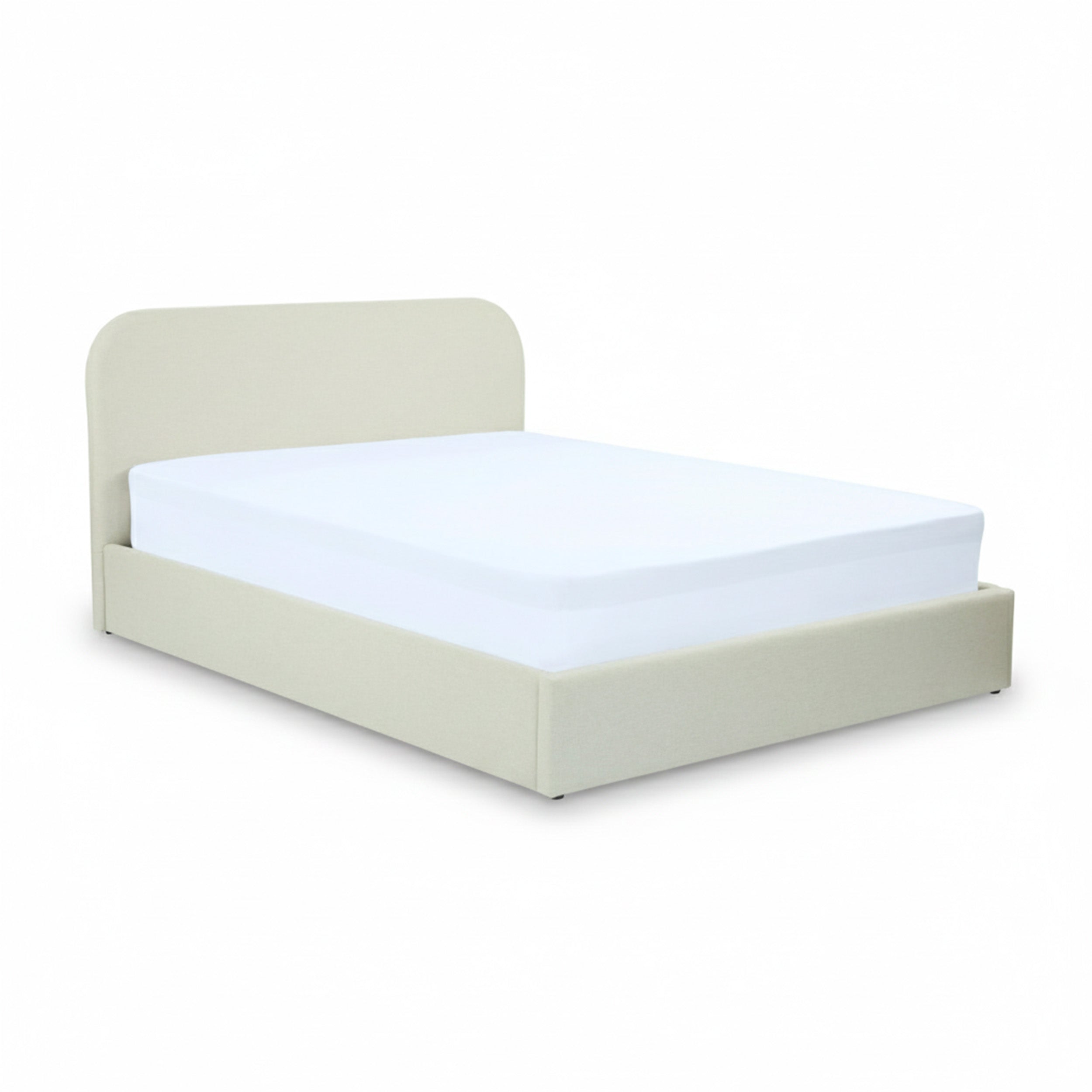 Lit double Tilly avec coffre 160x200 cm en tissu gris/beige