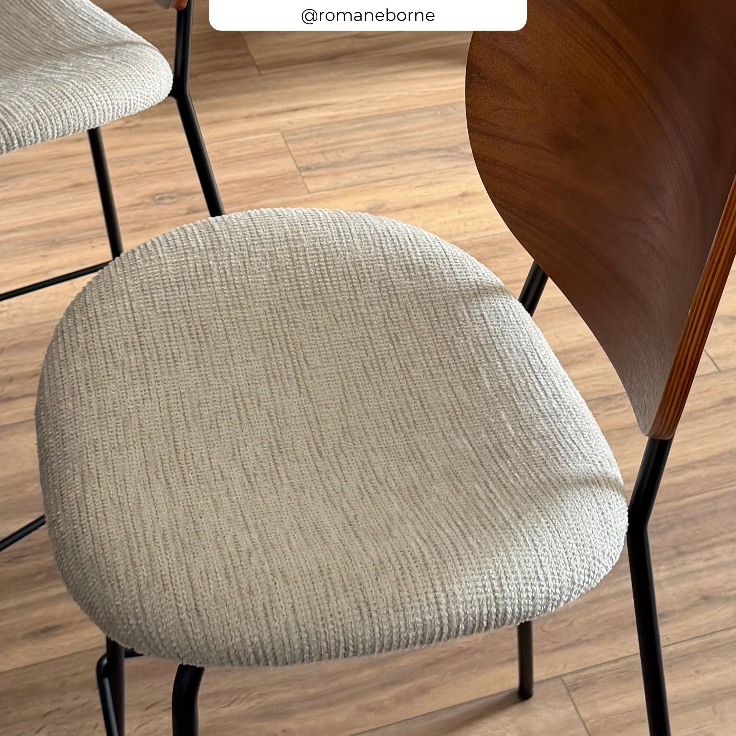 Set de 2 sillas de bar Simone de tela beige 65,5cm