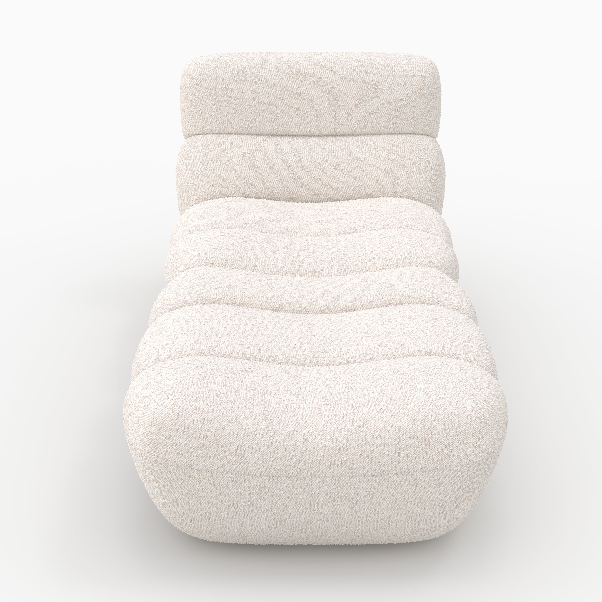Ensemble fauteuil et pouf Teddy en tissu bouclé blanc