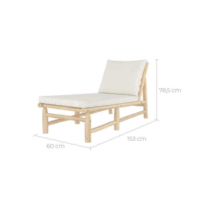 transat de jardin en bois avec matelas blanc makam