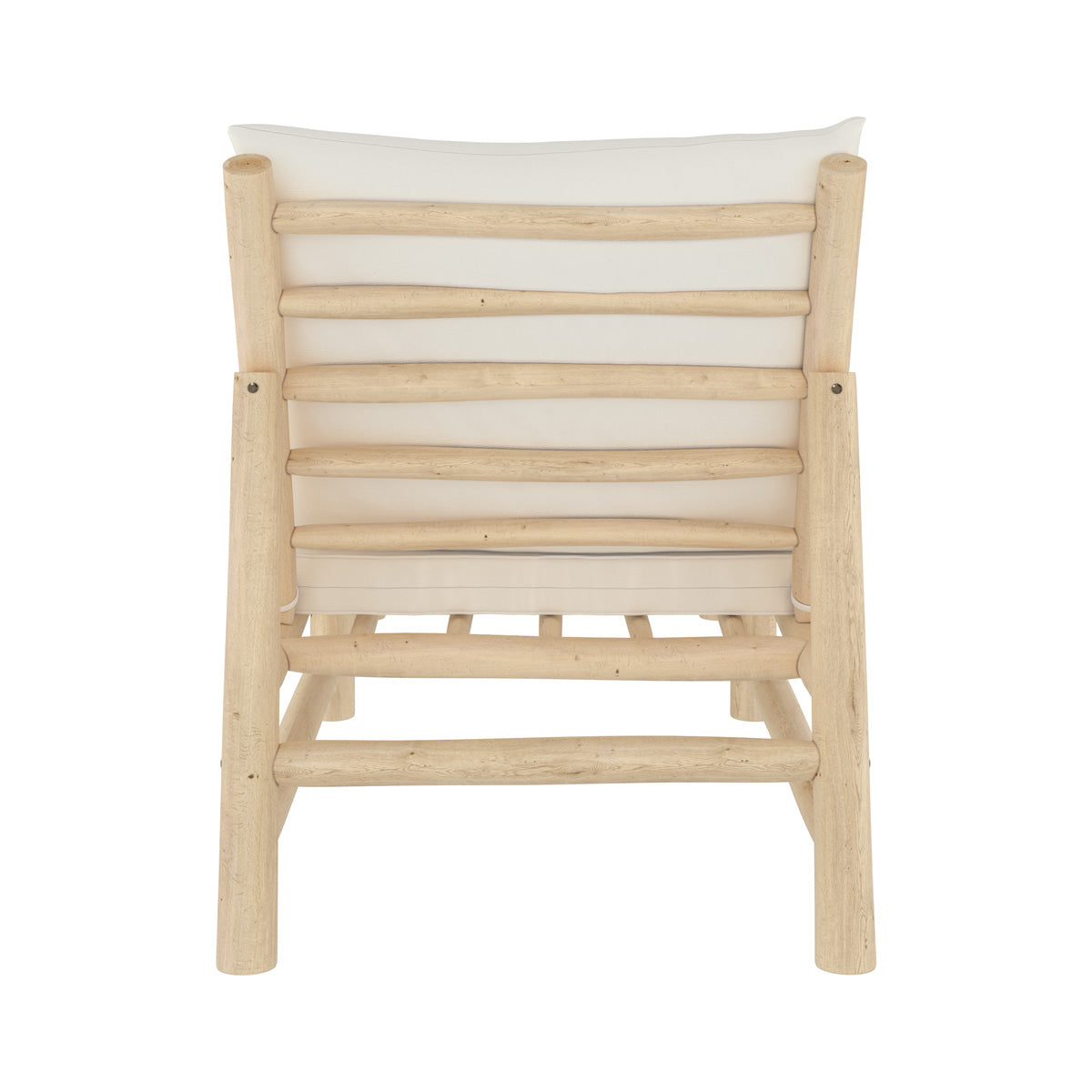 transat de jardin en teck et matelas blanc makam