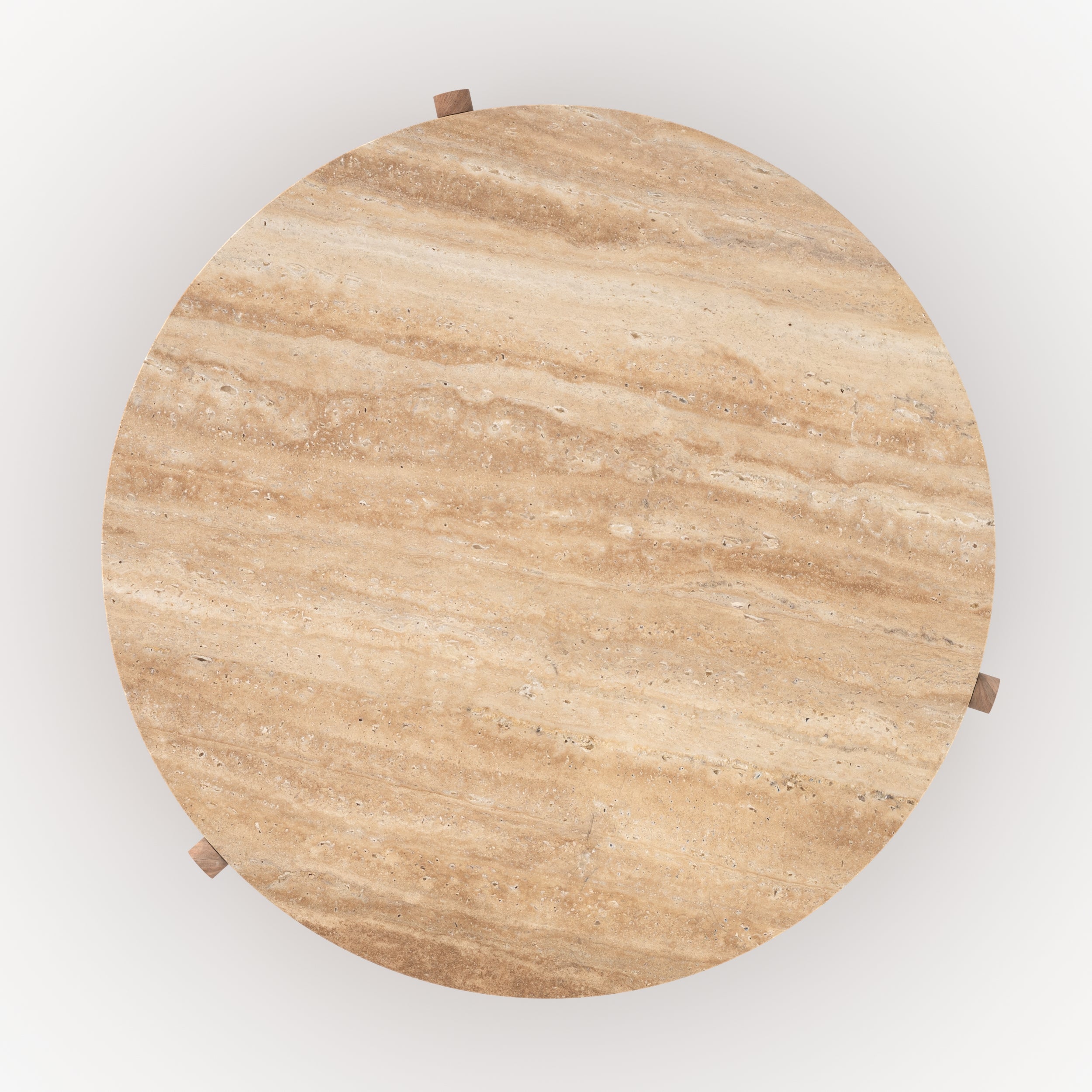 Table basse Sierra en travertin et bois D85 cm