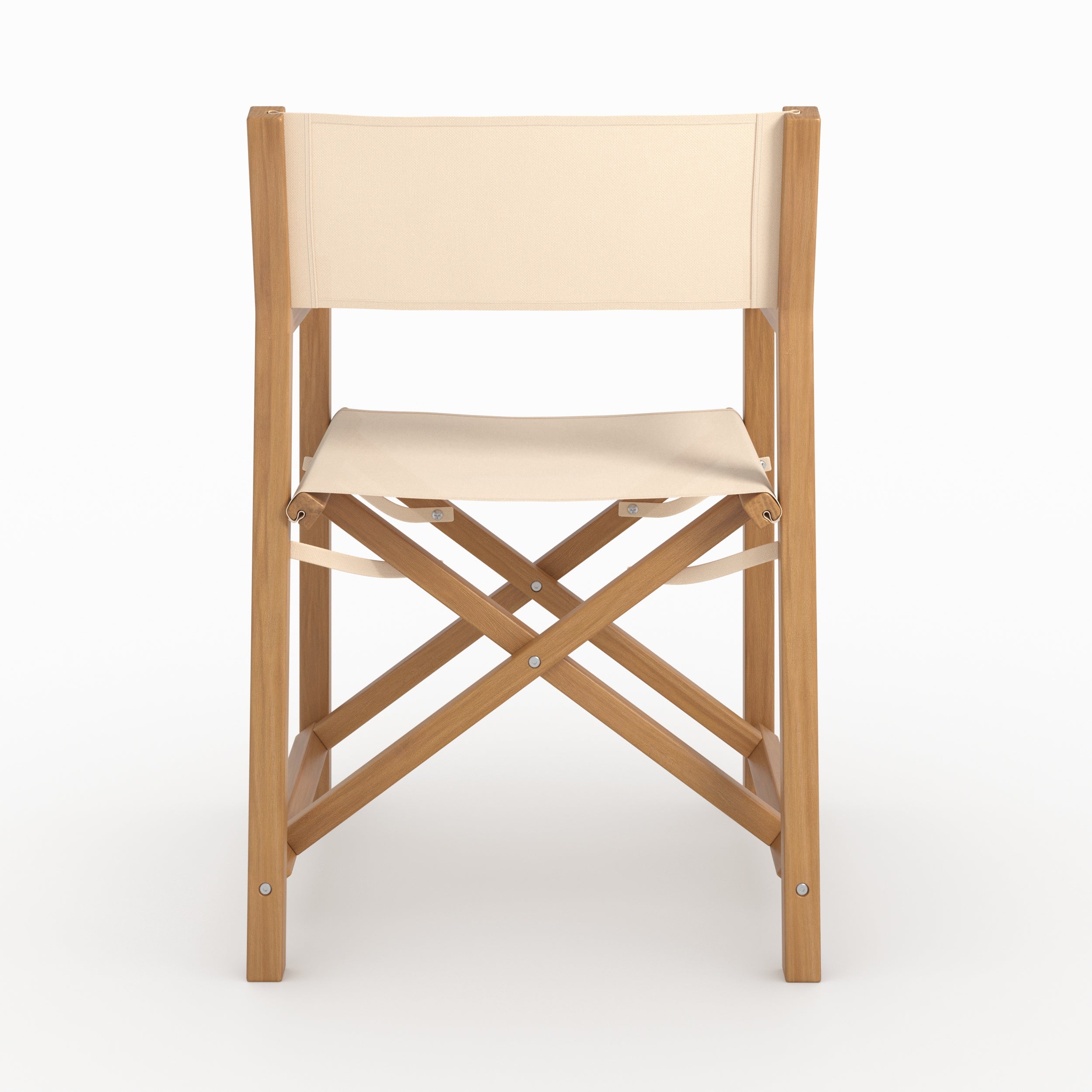Chaise de jardin pliante Tubod en tissu beige clair et bois d'acacia