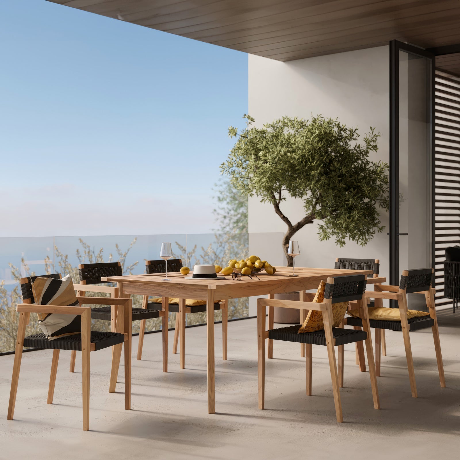 tunga ensemble table et chaise de jardin 6 personnes bois de teck ambiance