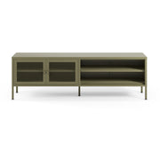 Meuble TV Latem en métal vert kaki 2 portes, 160 cm