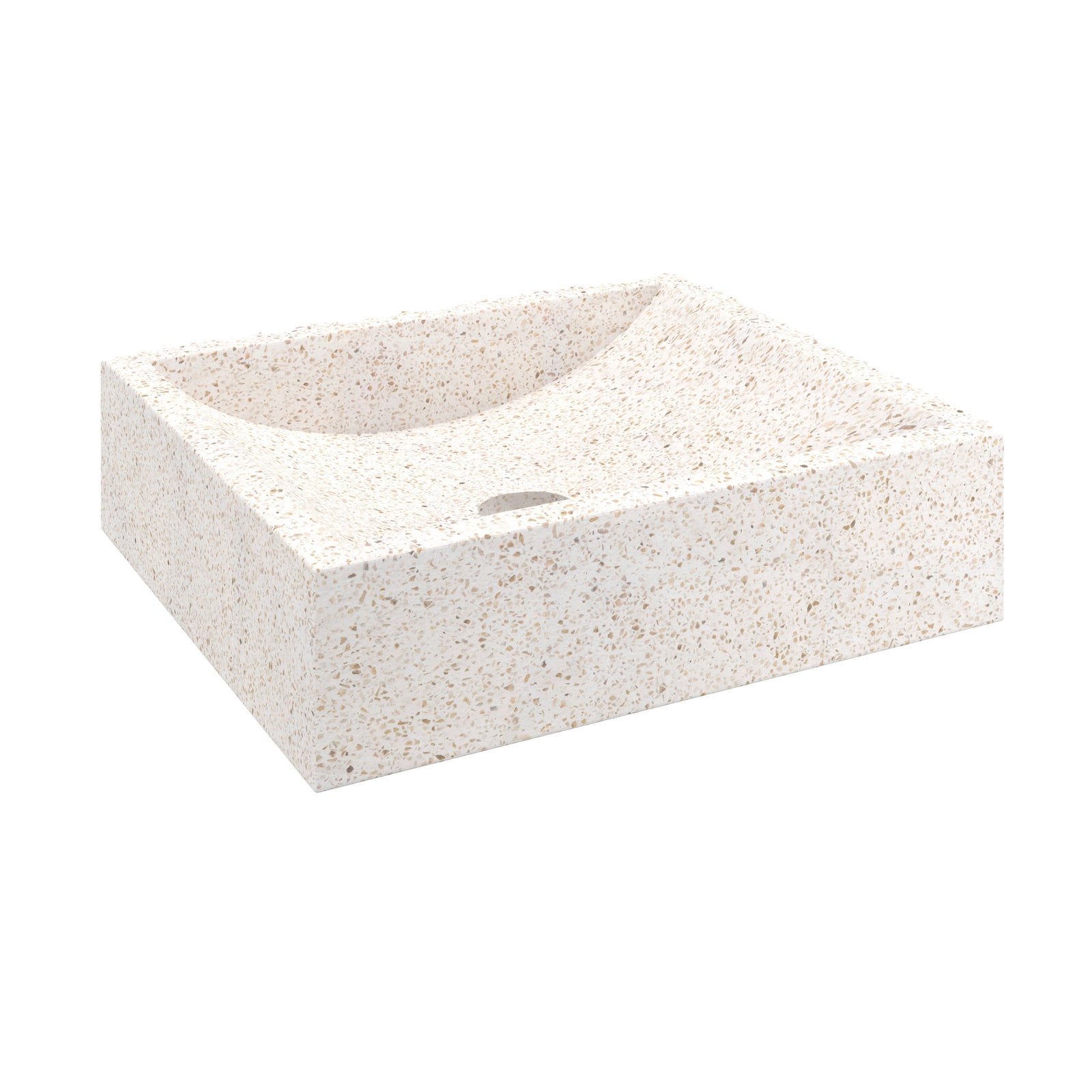 vasque rectangulaire terrazzo blanc lysea design fond blanc