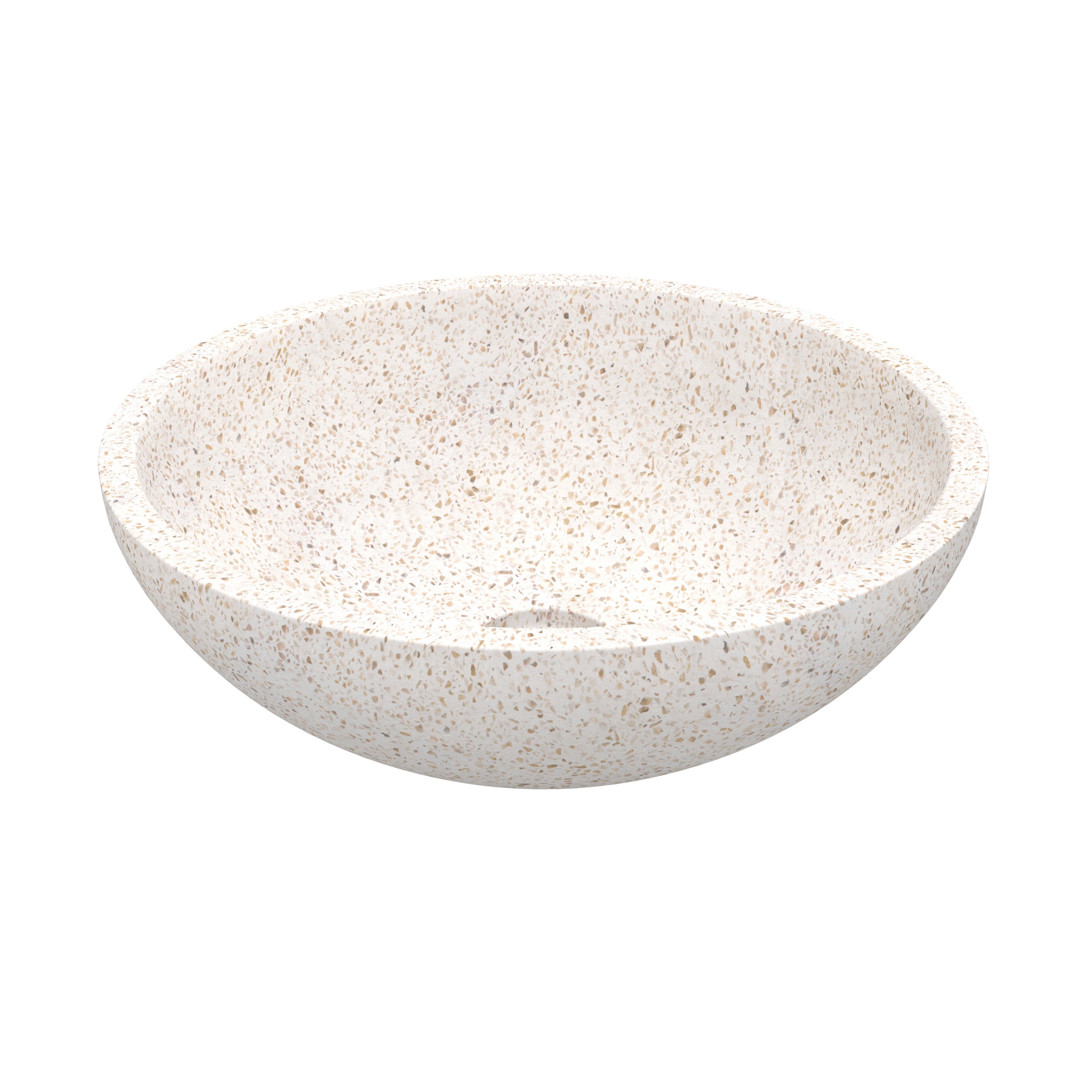 vasque ronde lysea terrazzo blanc mouchete fond blanc