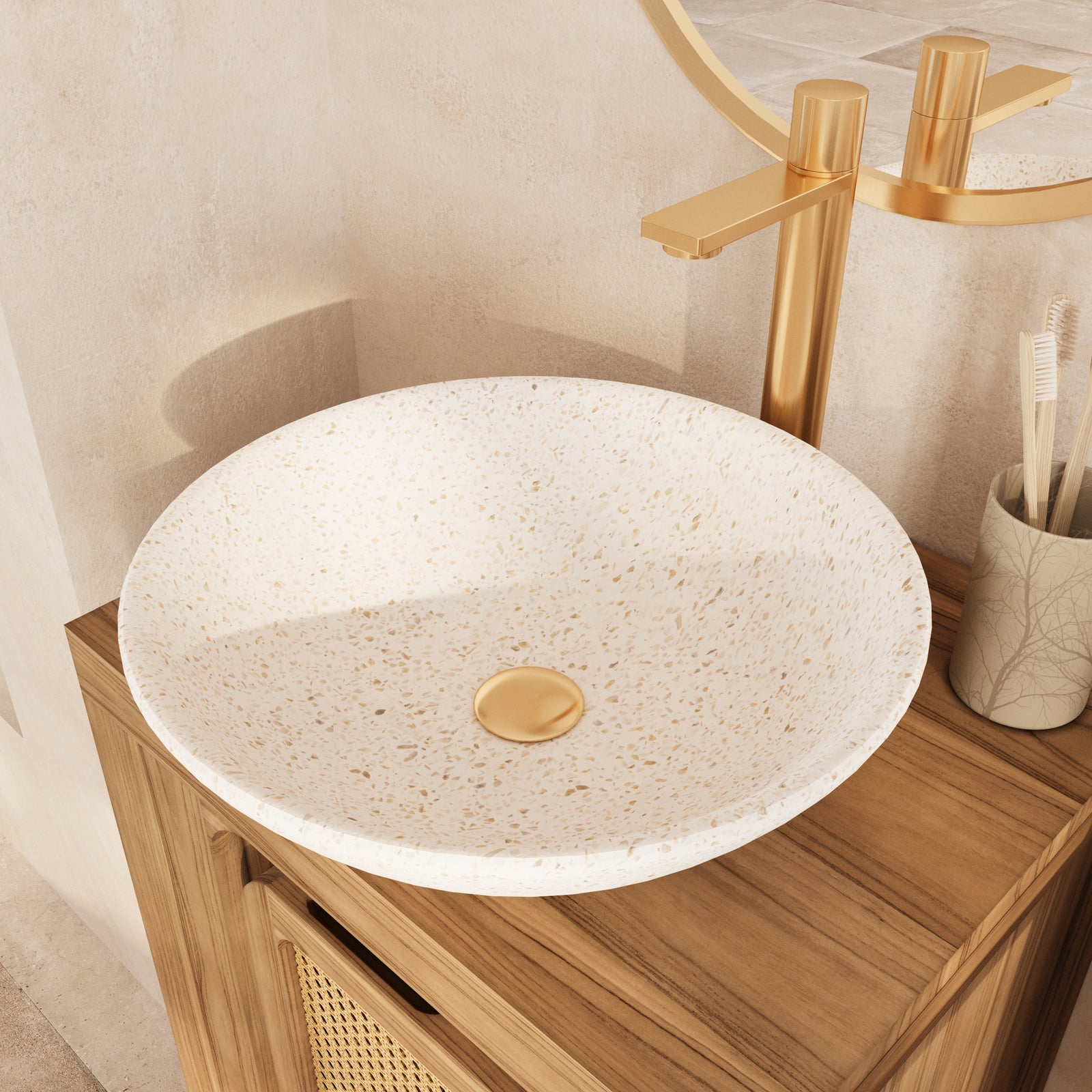 vasque ronde terrazzo blanc lysea