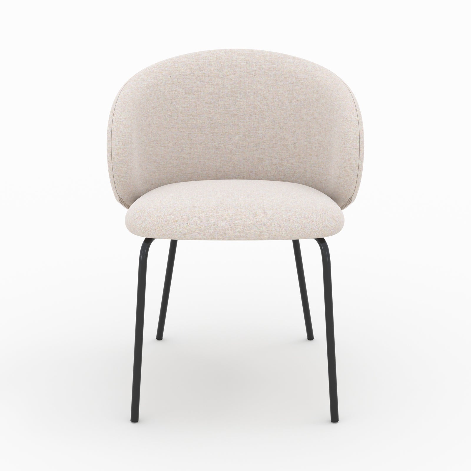 vcitoria chaise en tissu beige et pieds metal noir lot de 2
