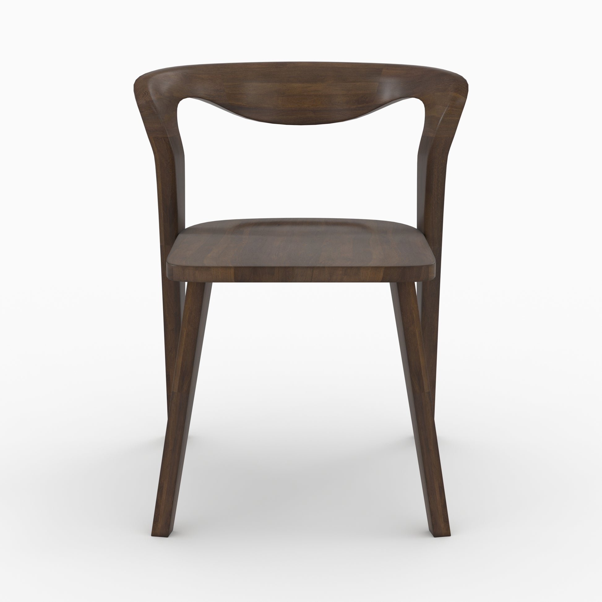 vega chaise en bois hevea fonce dossier asymetrique