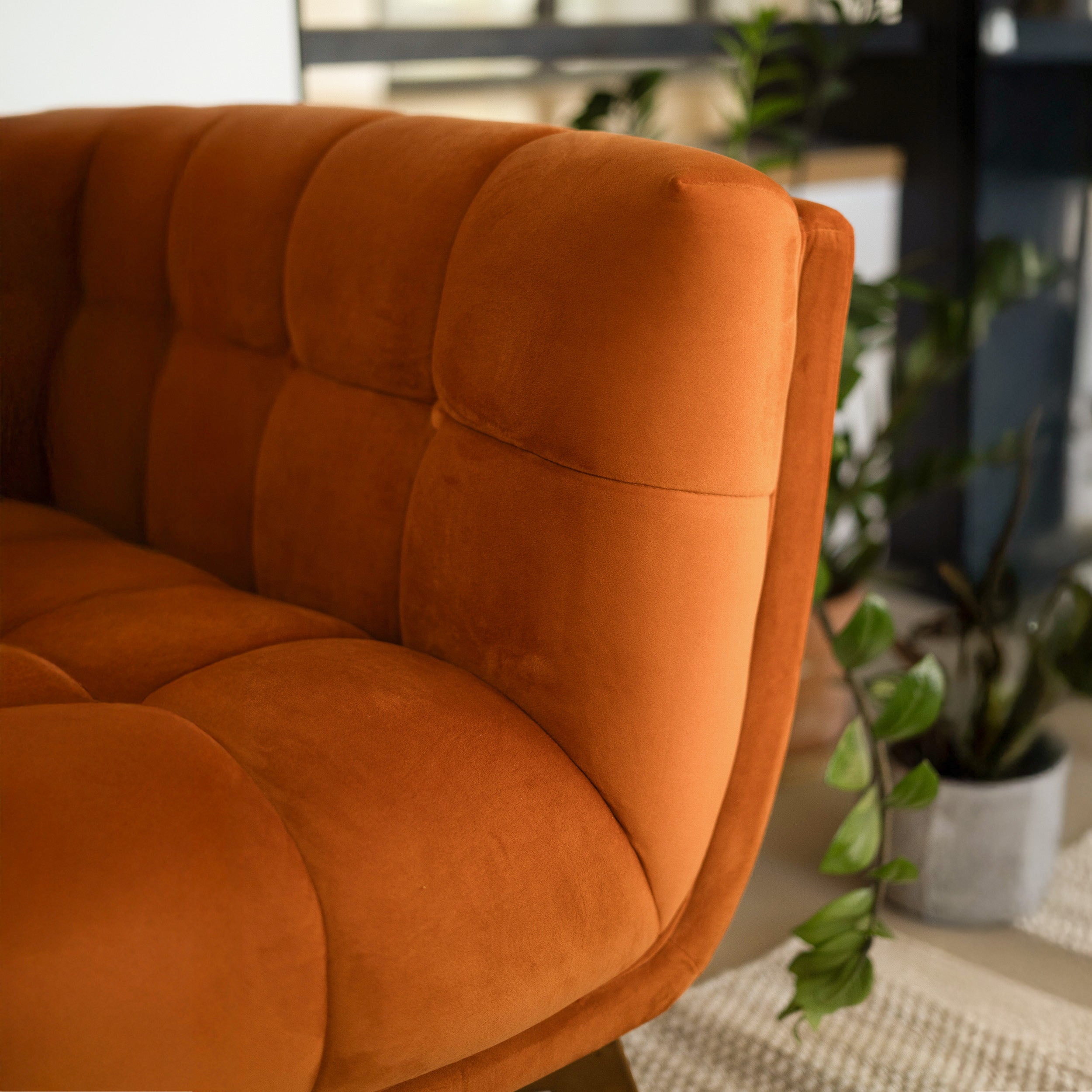 velours terracotta orange canape 2 places rdv deco mona