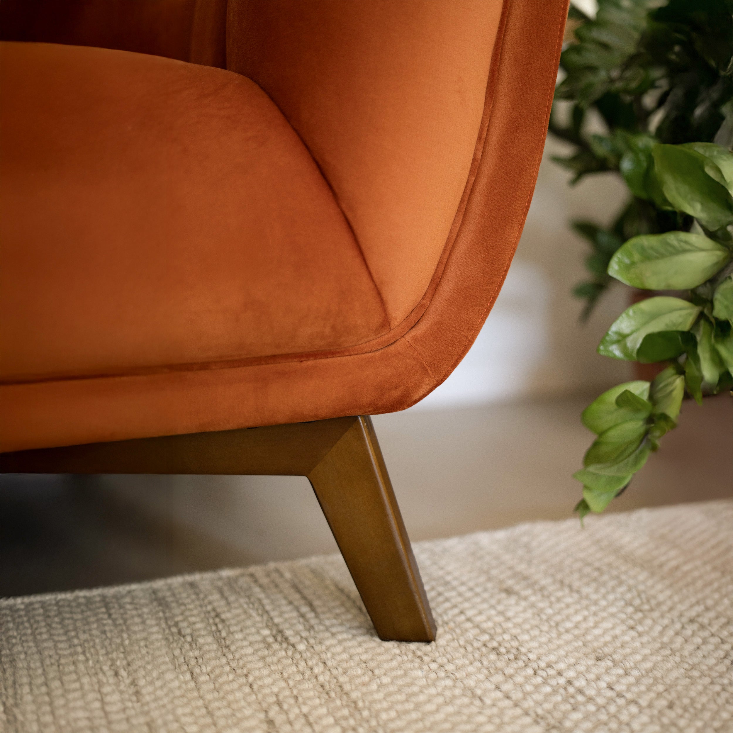 velours terracotta orange canape 2 places rdv deco
