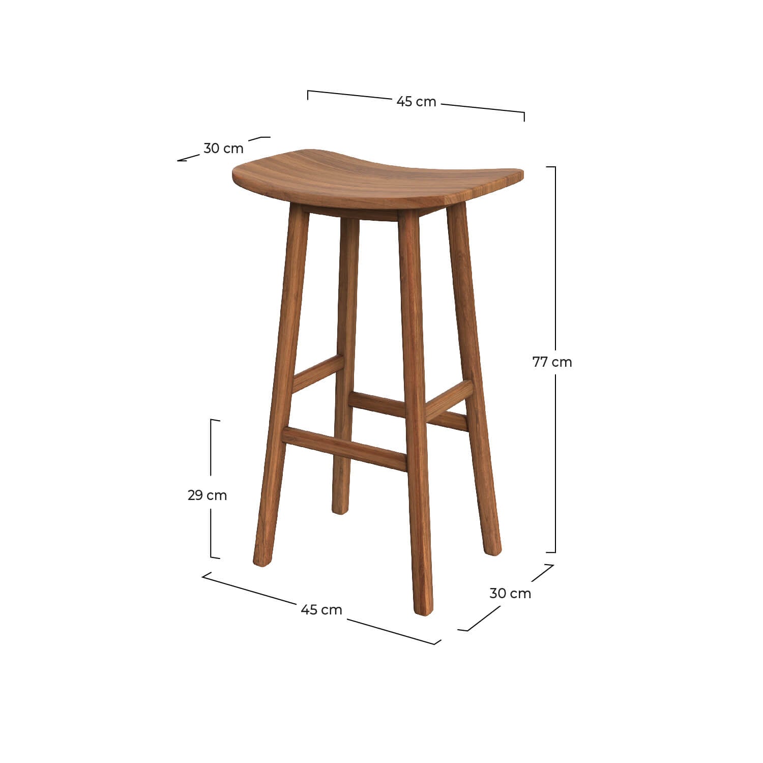 vittoria tabouret de bar bois de teck 77 cm