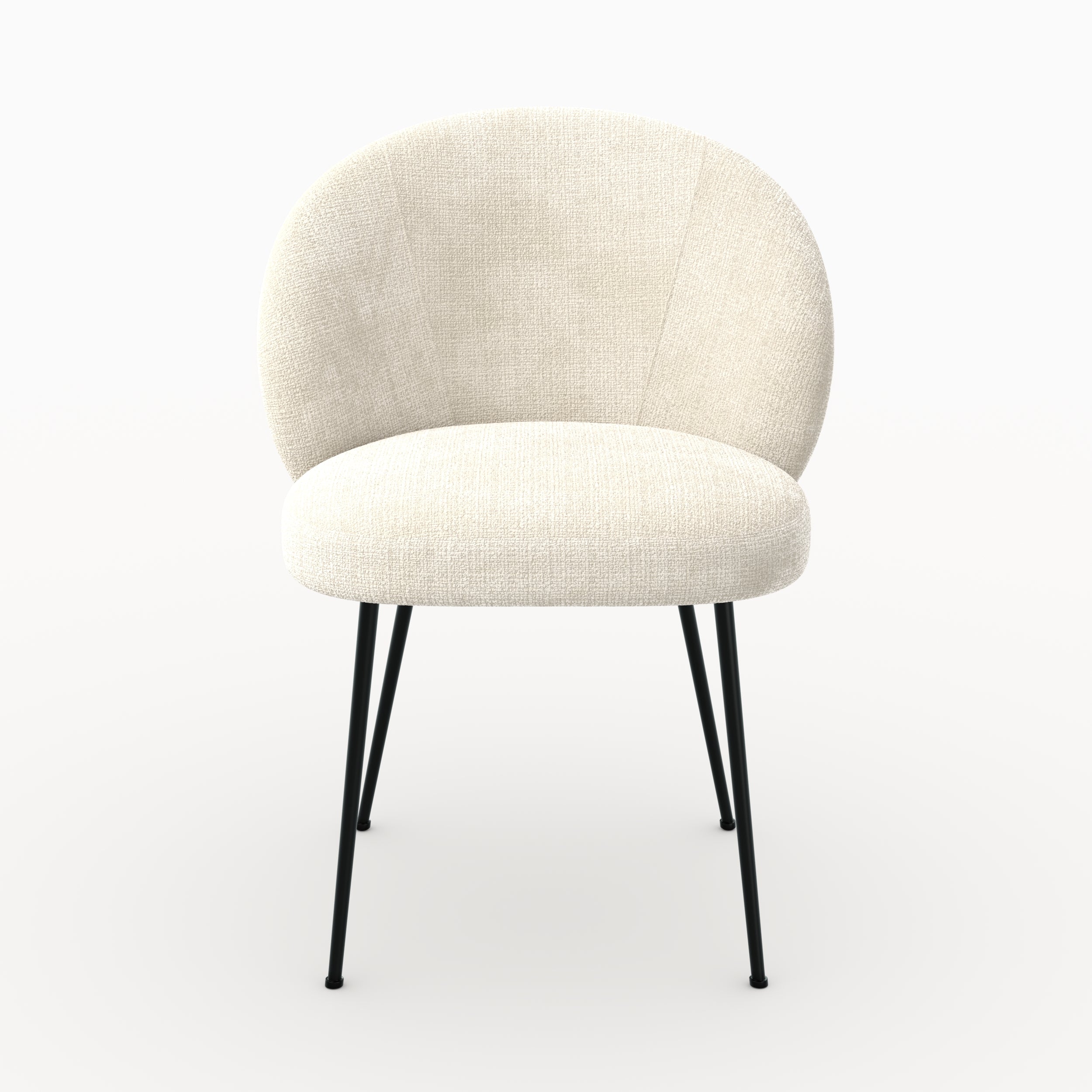 Chaise Bloomy en velours chenillé écru et métal noir