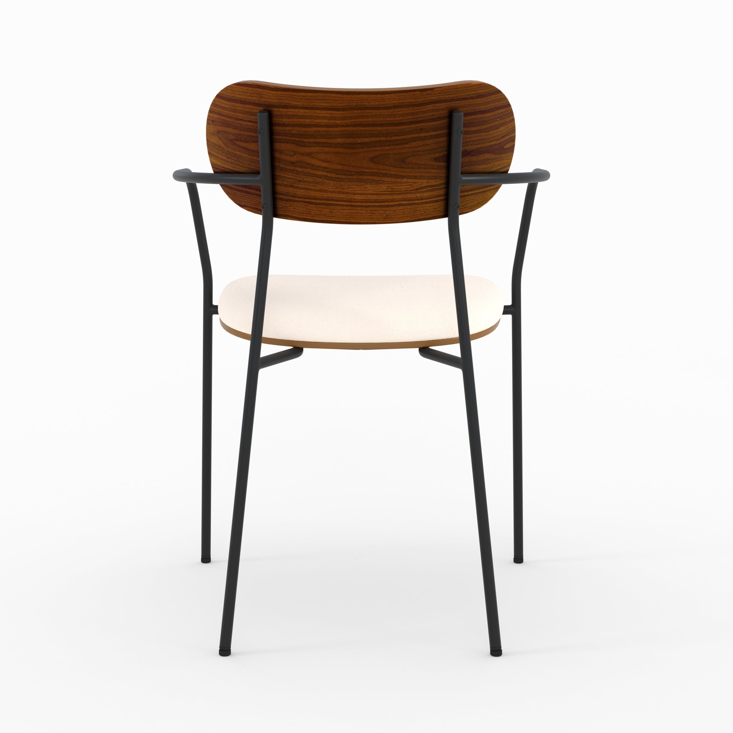 Lot de 2 chaises Marine en tissu beige et placage en bois foncé