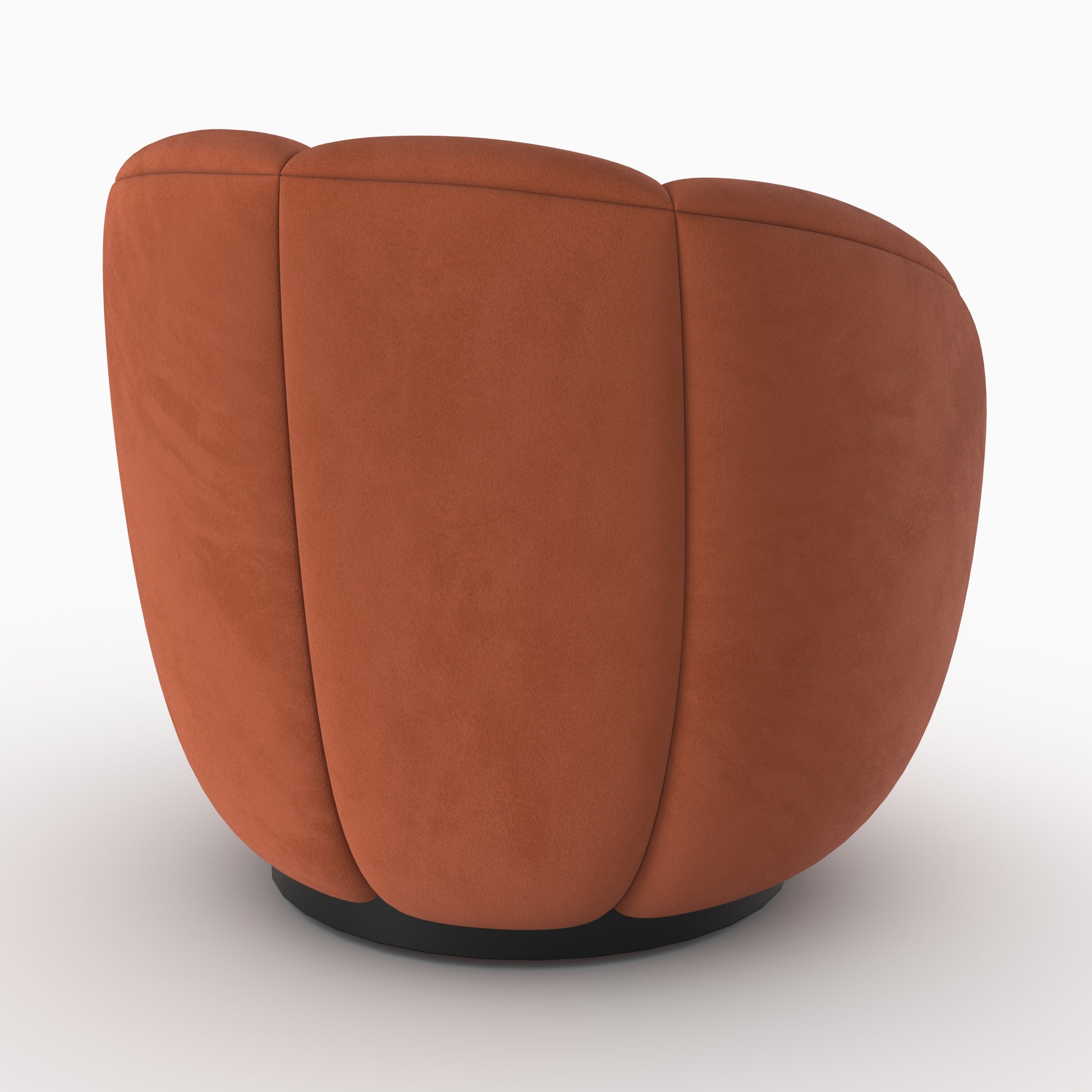 yse fauteuil velours rouge fonce forme coquillage pivotant