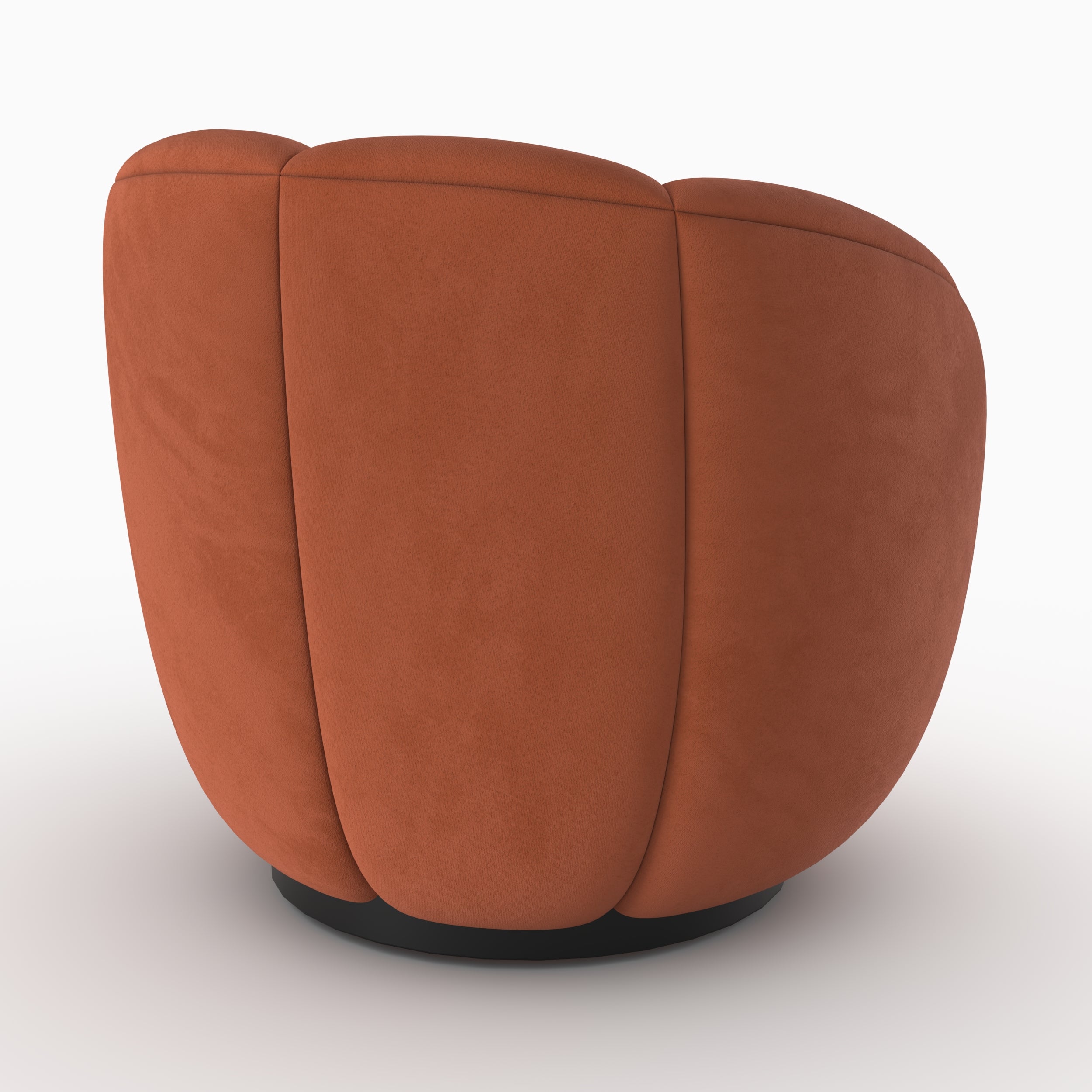yse fauteuil velours rouge fonce forme coquillage pivotant