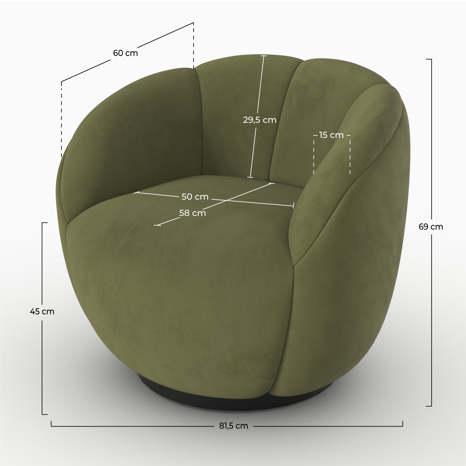 yse fauteuil velours vert arrondi pivotant