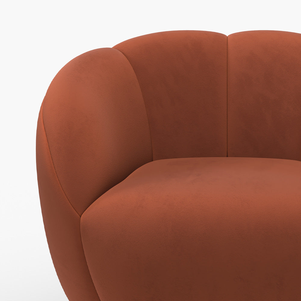 Fauteuil pivotant Ysé en velours rouge brique