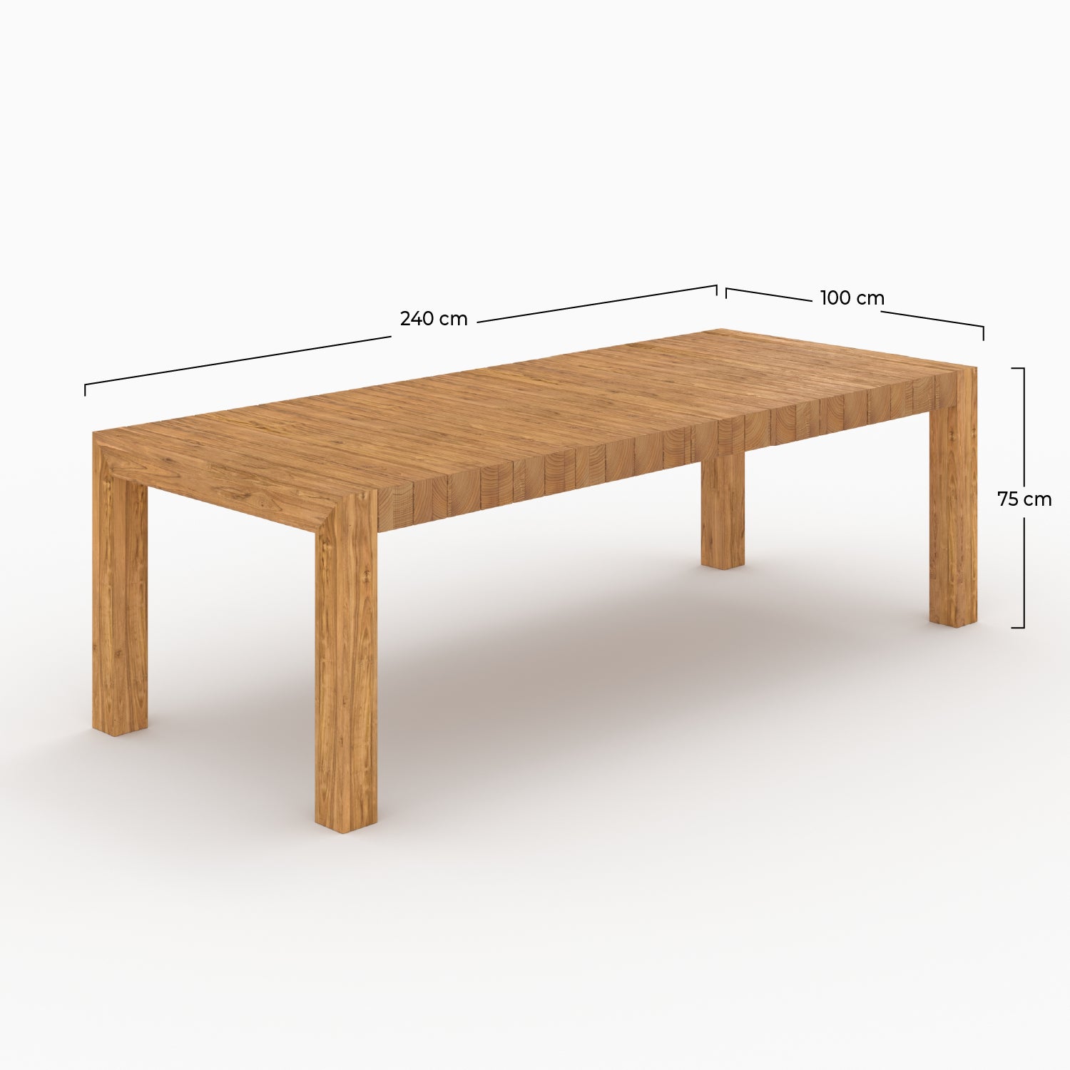 zia table de jardin rectangulaire en bois de teck recycle 10 personnes