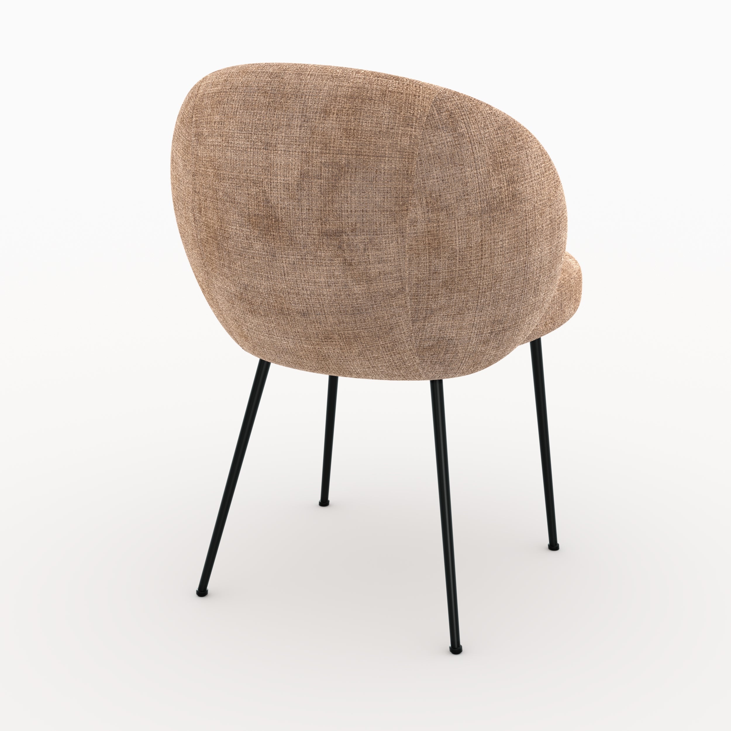 Chaise Bloomy en velours chenillé café crème et métal noir