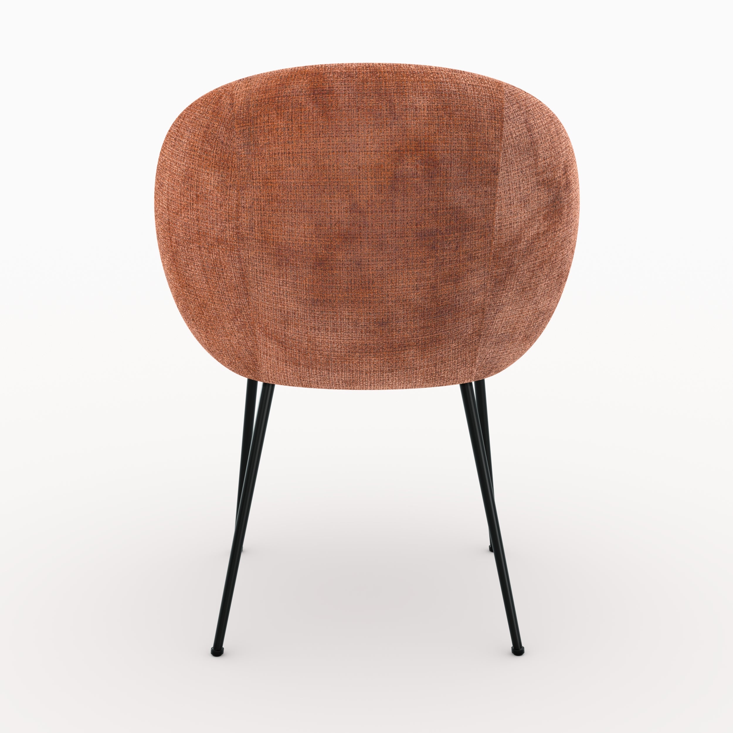 Chaise Bloomy en velours chenillé terracotta et métal noir