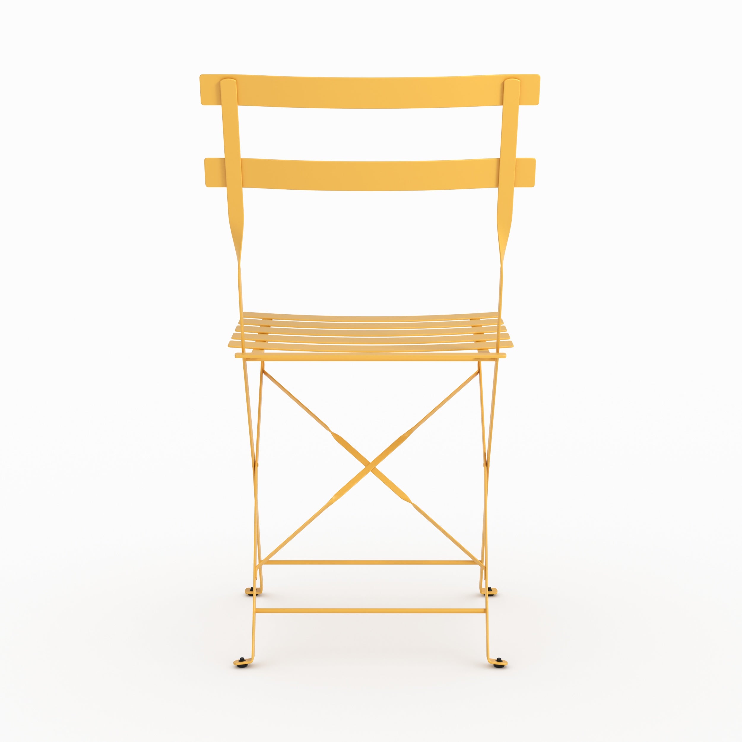 Lot de 2 chaises de jardin Kayla en métal jaune beurre, pliantes